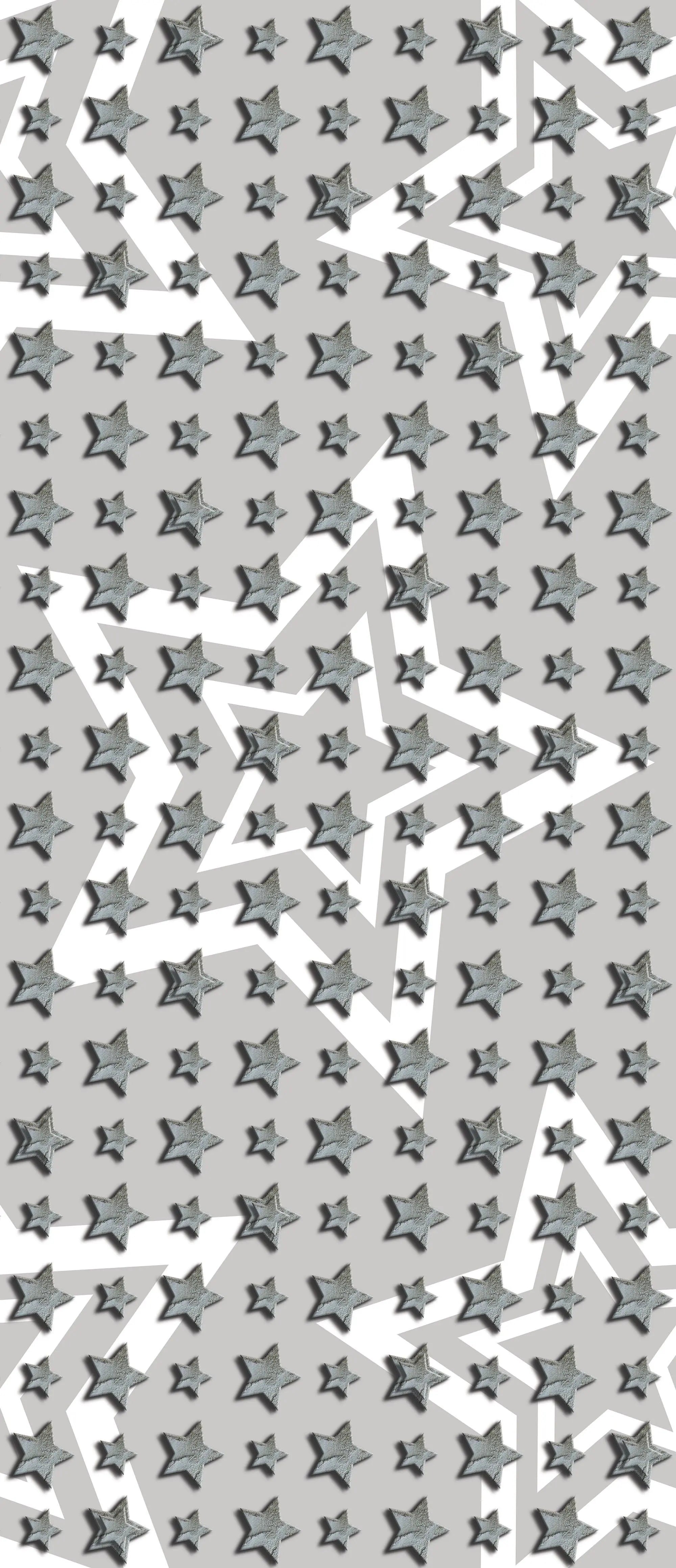 Billede 5 af Fototapet - Gråt mønster med små og store sølvstjerner