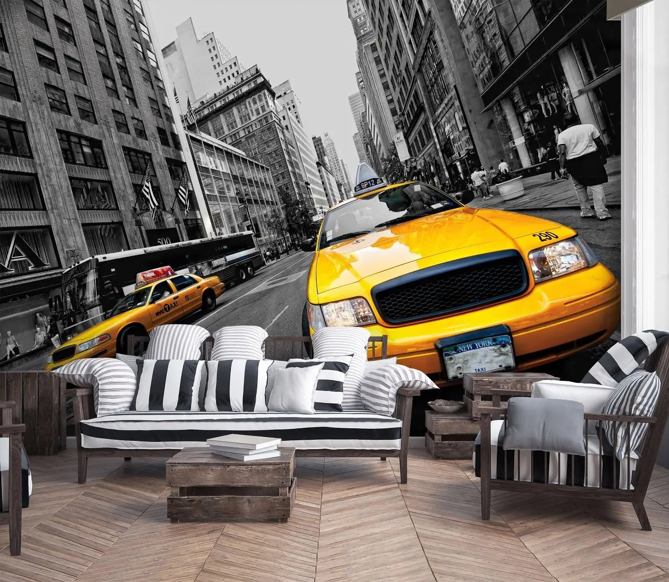 Billede 2 af Fototapet - Gule taxaer på gade i New York City