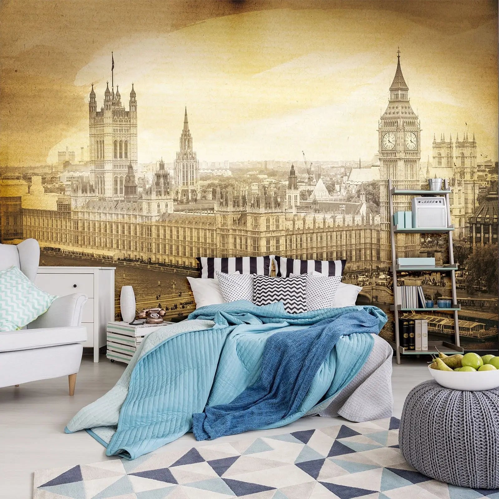 Billede 3 af Fototapet - Houses of Parliament med Big Ben i sepia London
