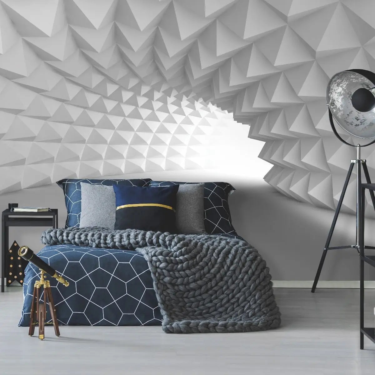 Billede 5 af Fototapet - Hvid buet tunnel med trekantet mønster