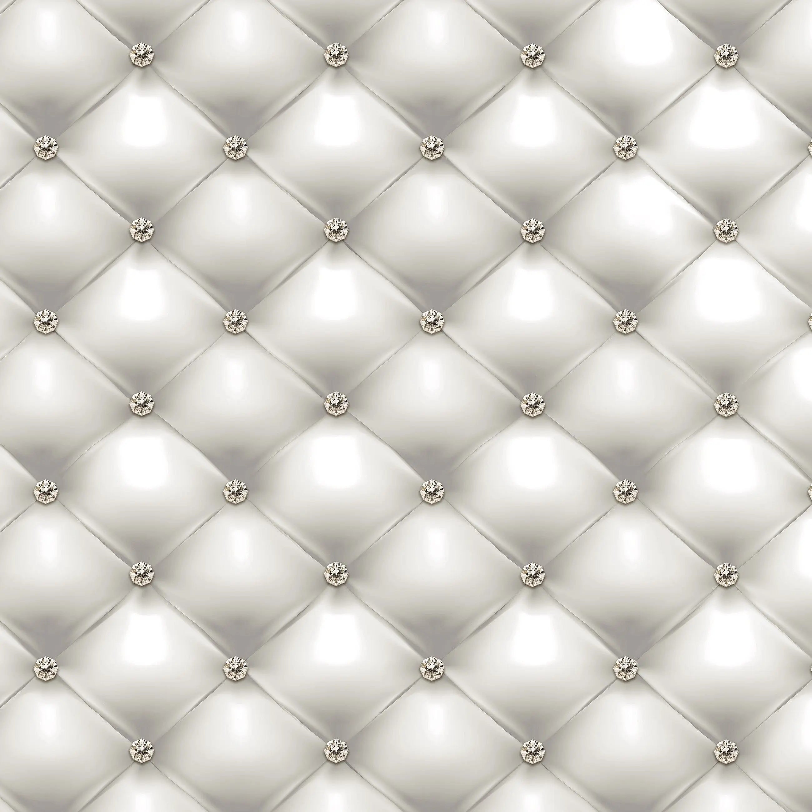 Billede 1 af Fototapet - Hvid quiltet overflade med diamantknapper