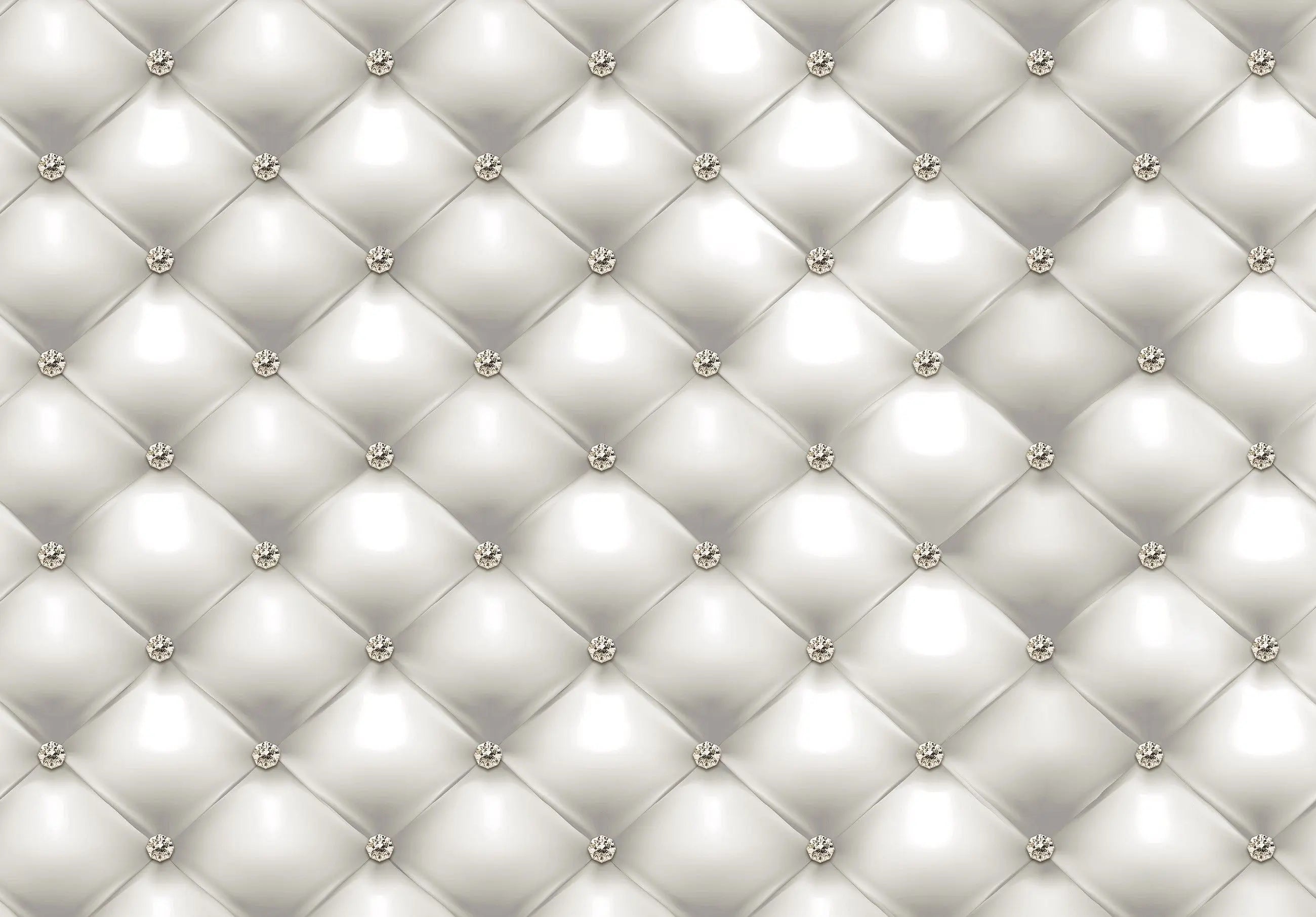 Billede 3 af Fototapet - Hvid quiltet overflade med diamantknapper