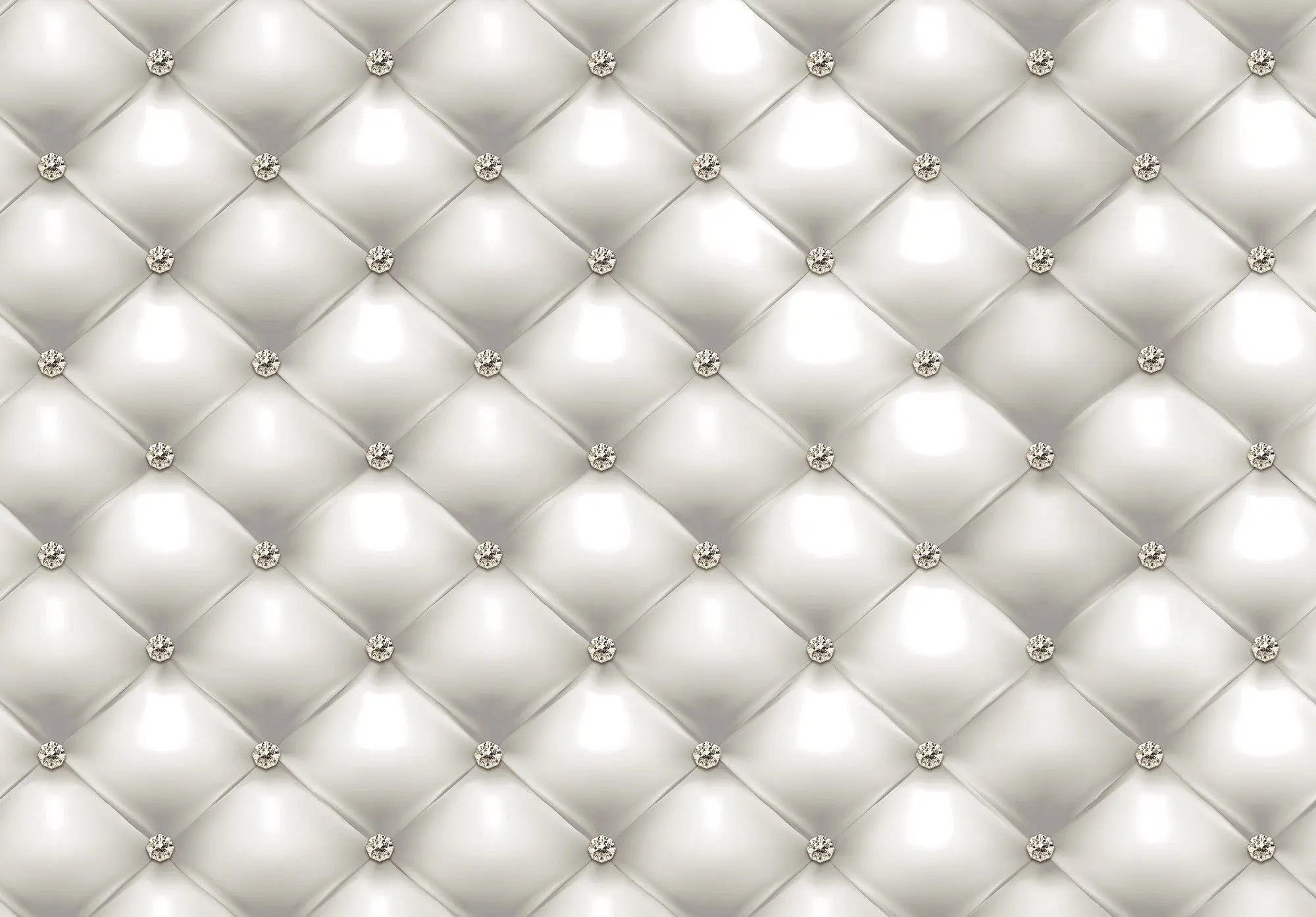 Billede 4 af Fototapet - Hvid quiltet overflade med diamantknapper