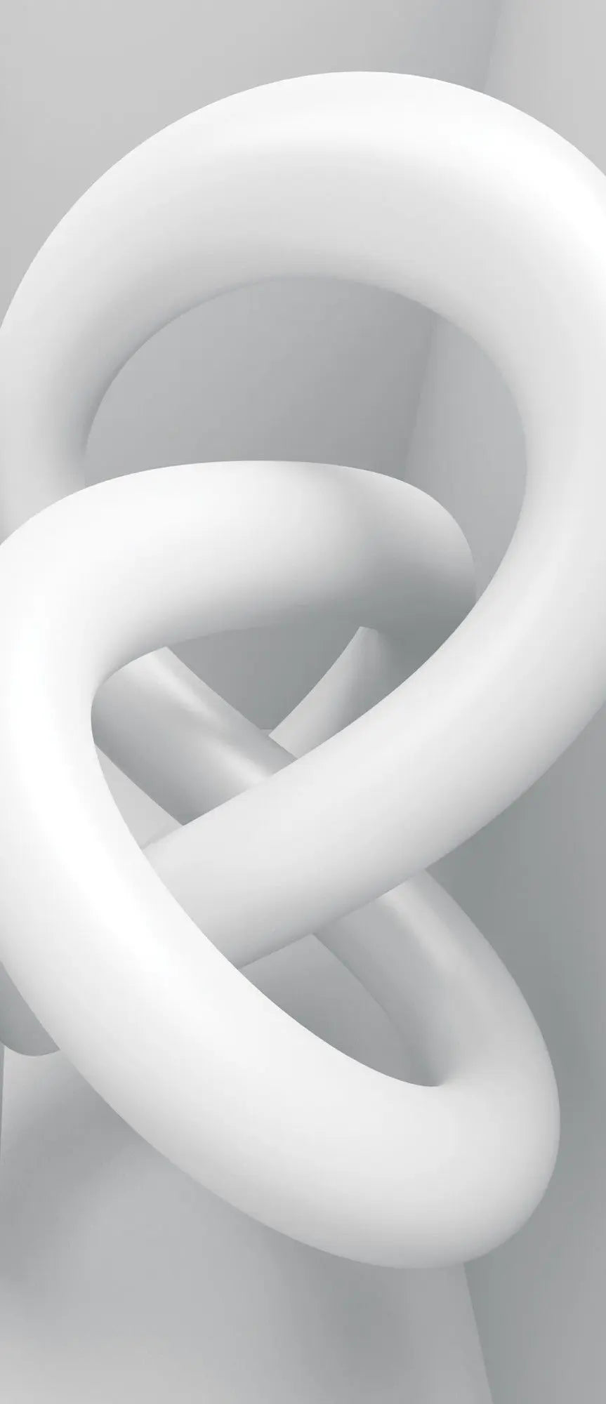 Billede 10 af Fototapet - Hvid tredimensionel sammenflettet cirkulær skulptur i hjørnet