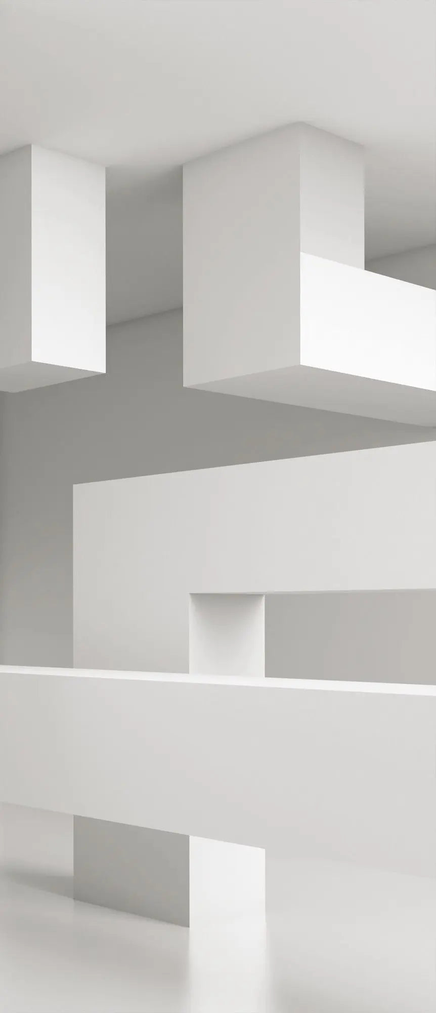 Billede 10 af Fototapet - Hvidt minimalistisk rum med rektangulære strukturer