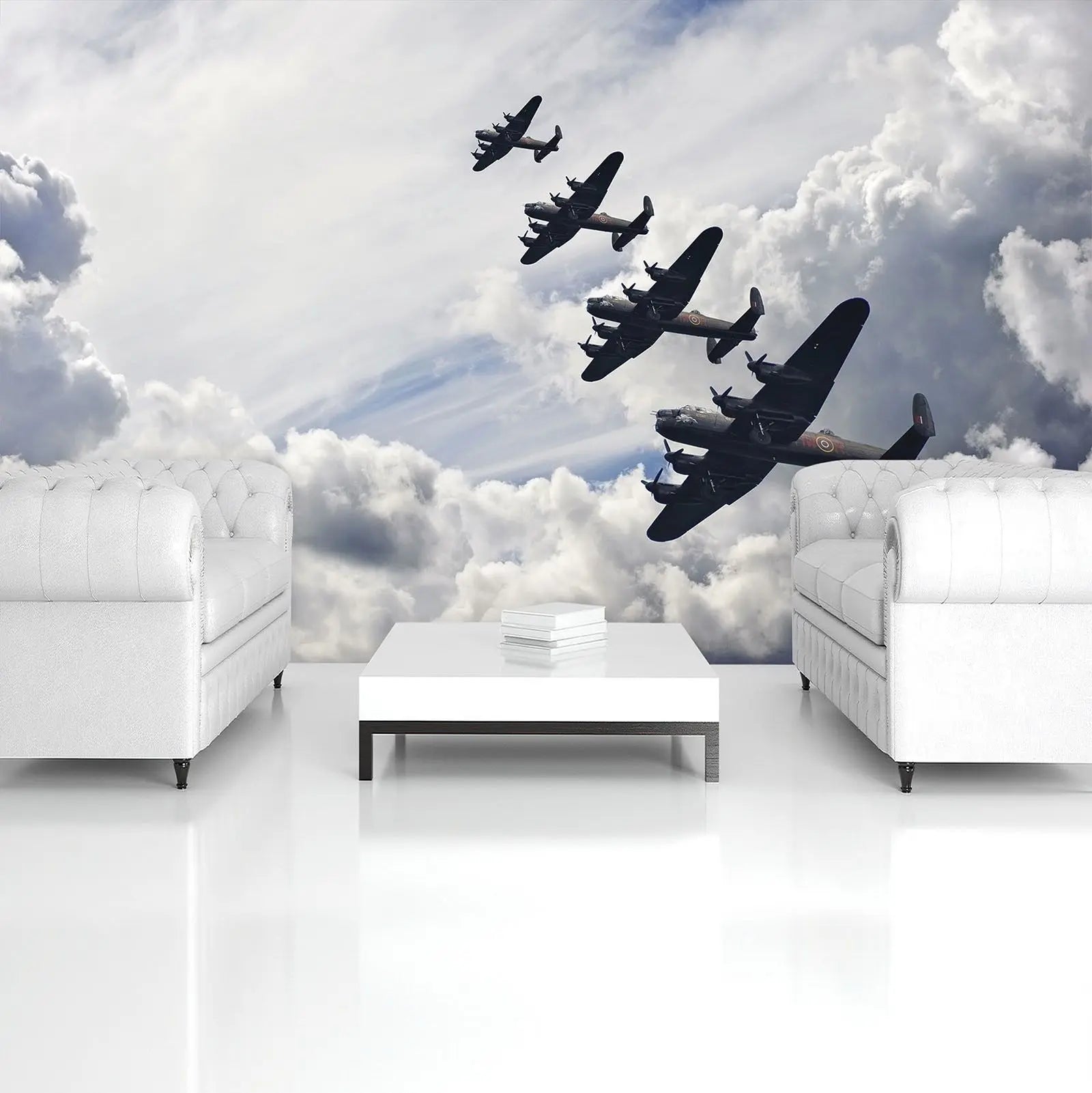 Billede 6 af Fototapet - Lancaster bombefly i formation over skyerne