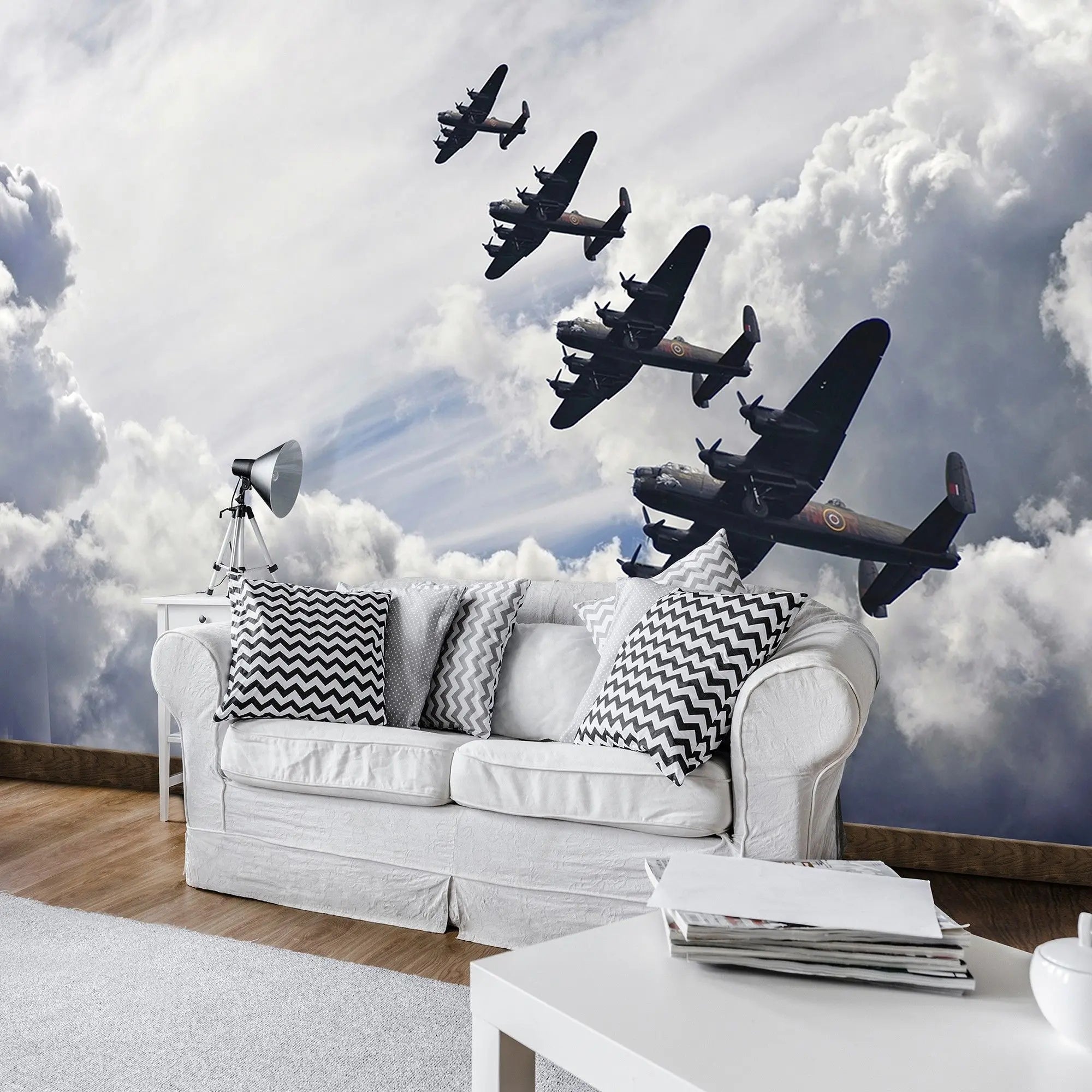 Billede 8 af Fototapet - Lancaster bombefly i formation over skyerne