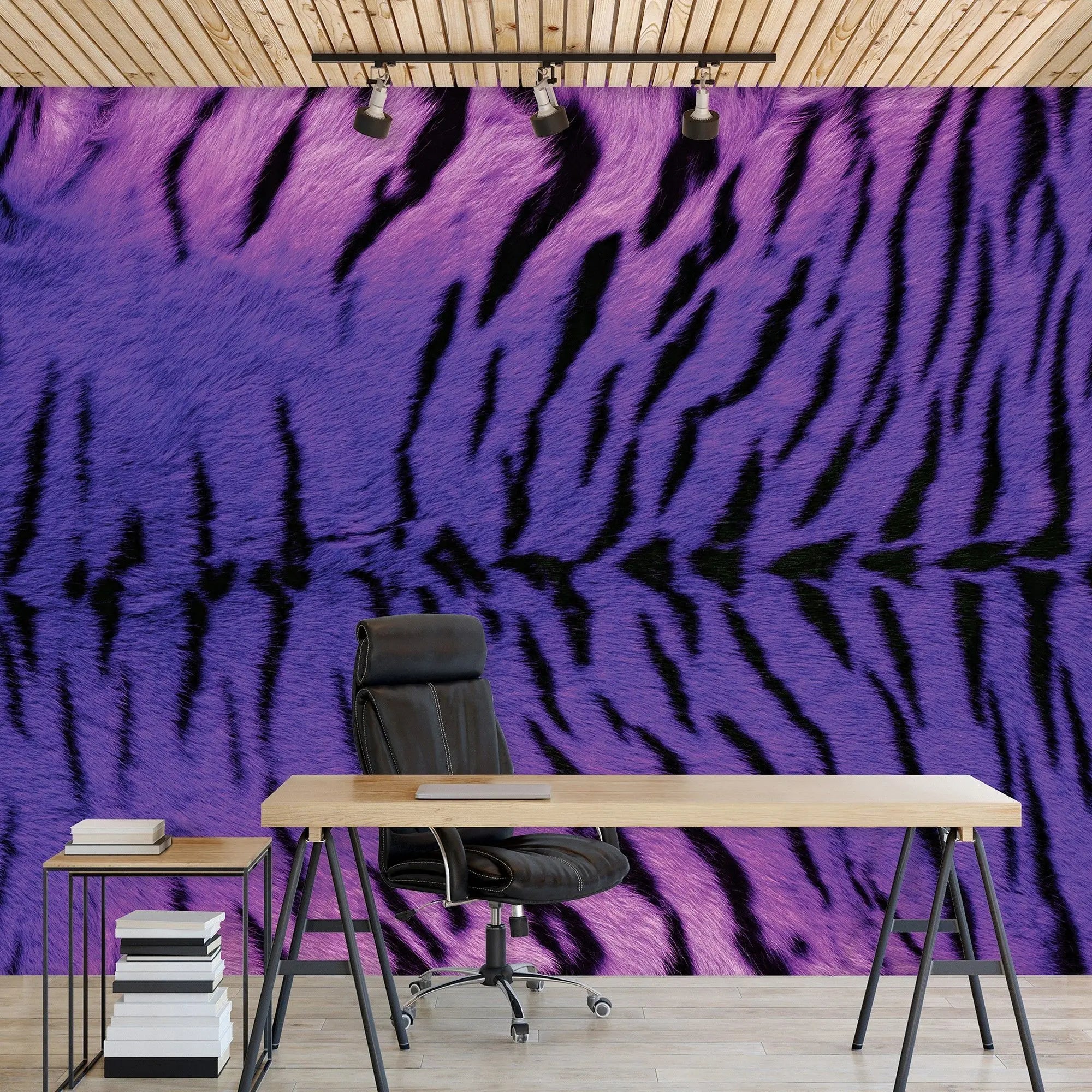 Billede 4 af Fototapet - Lilla og sort tigerstribemønster