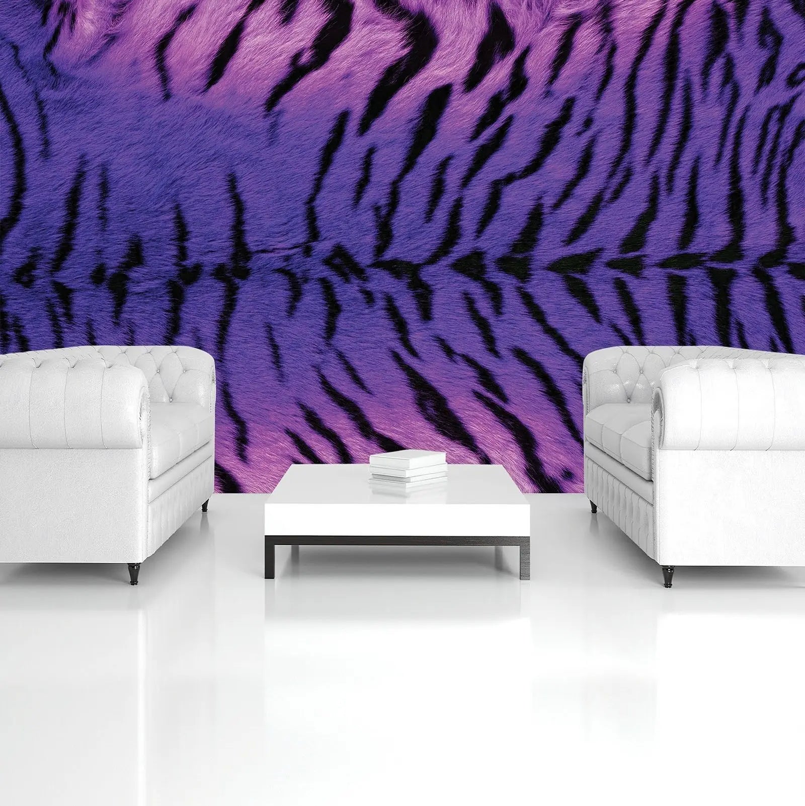 Billede 6 af Fototapet - Lilla og sort tigerstribemønster