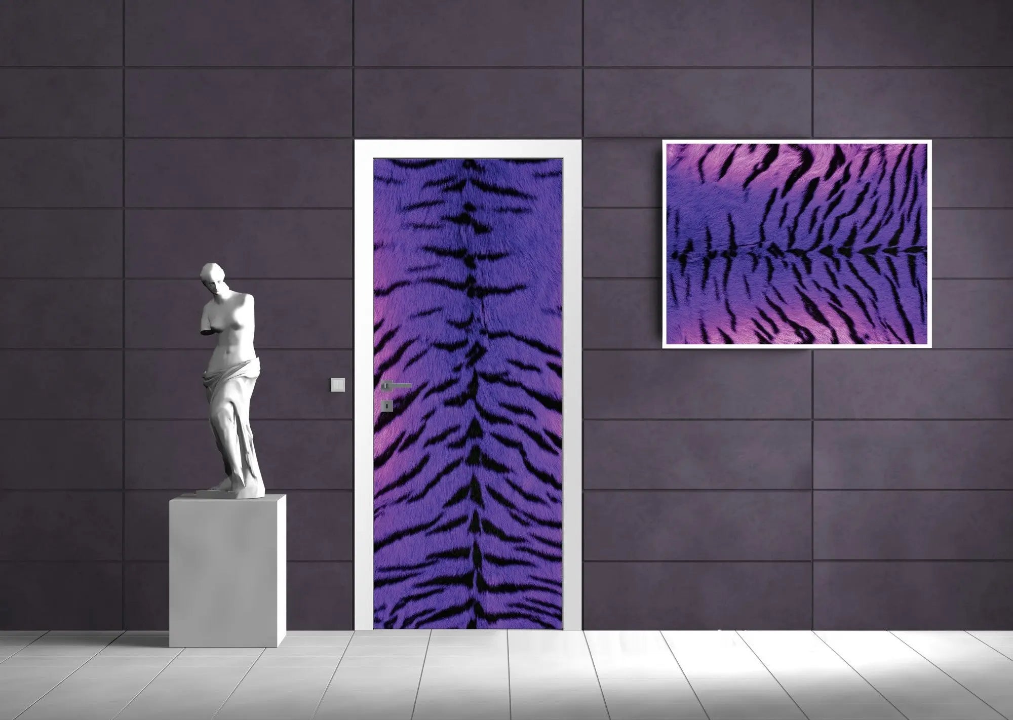 Billede 8 af Fototapet - Lilla og sort tigerstribemønster