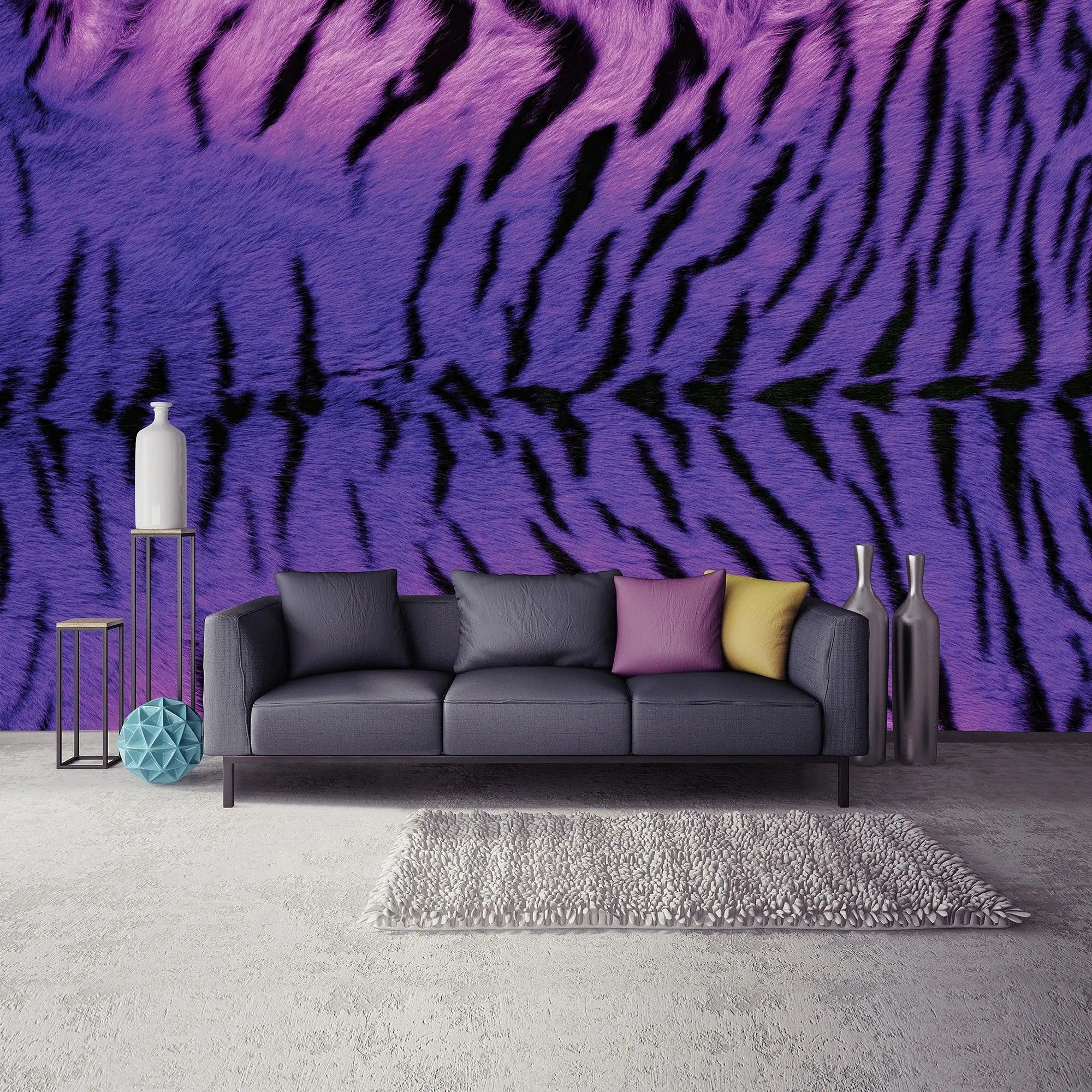 Billede 9 af Fototapet - Lilla og sort tigerstribemønster