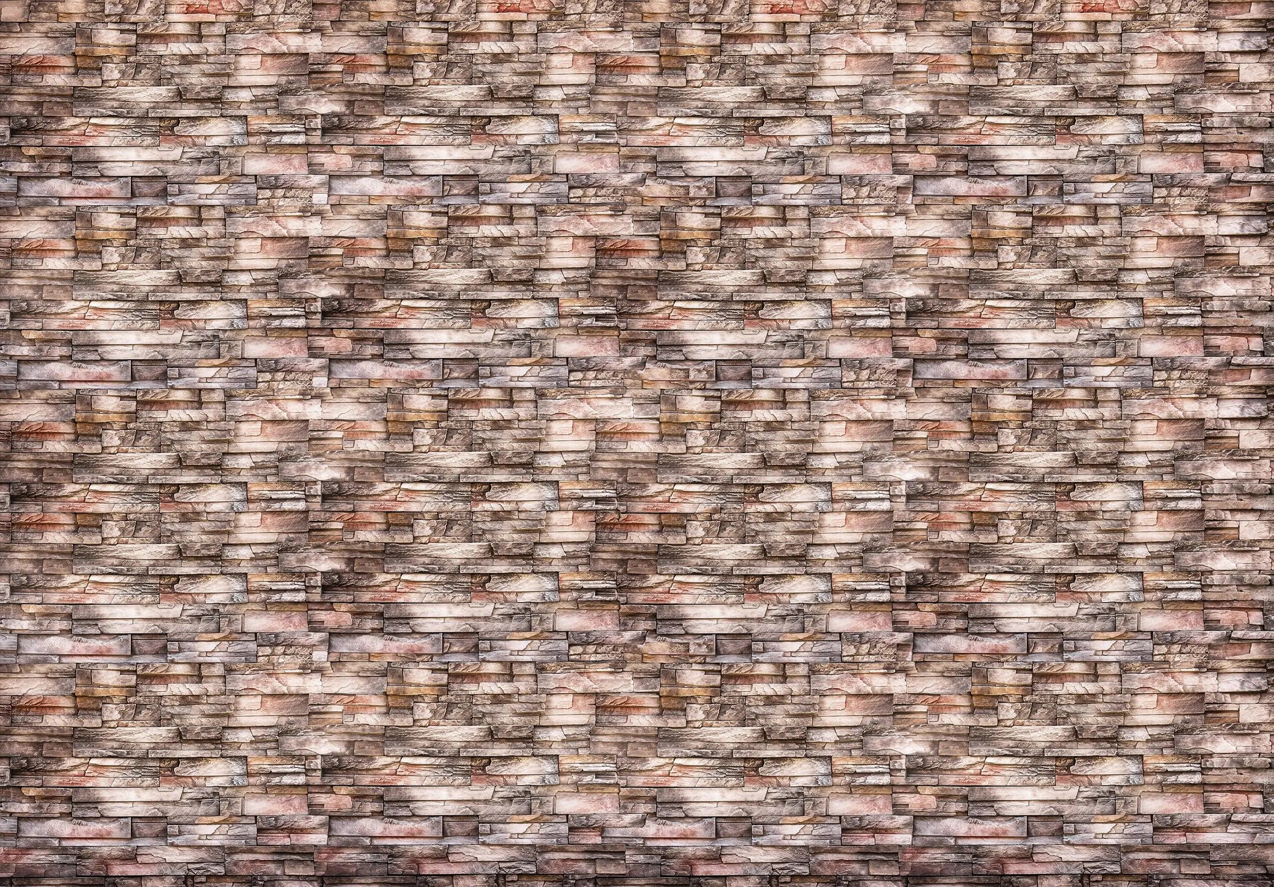 Billede 8 af Fototapet - Lysebrun og grå vævet stenmur