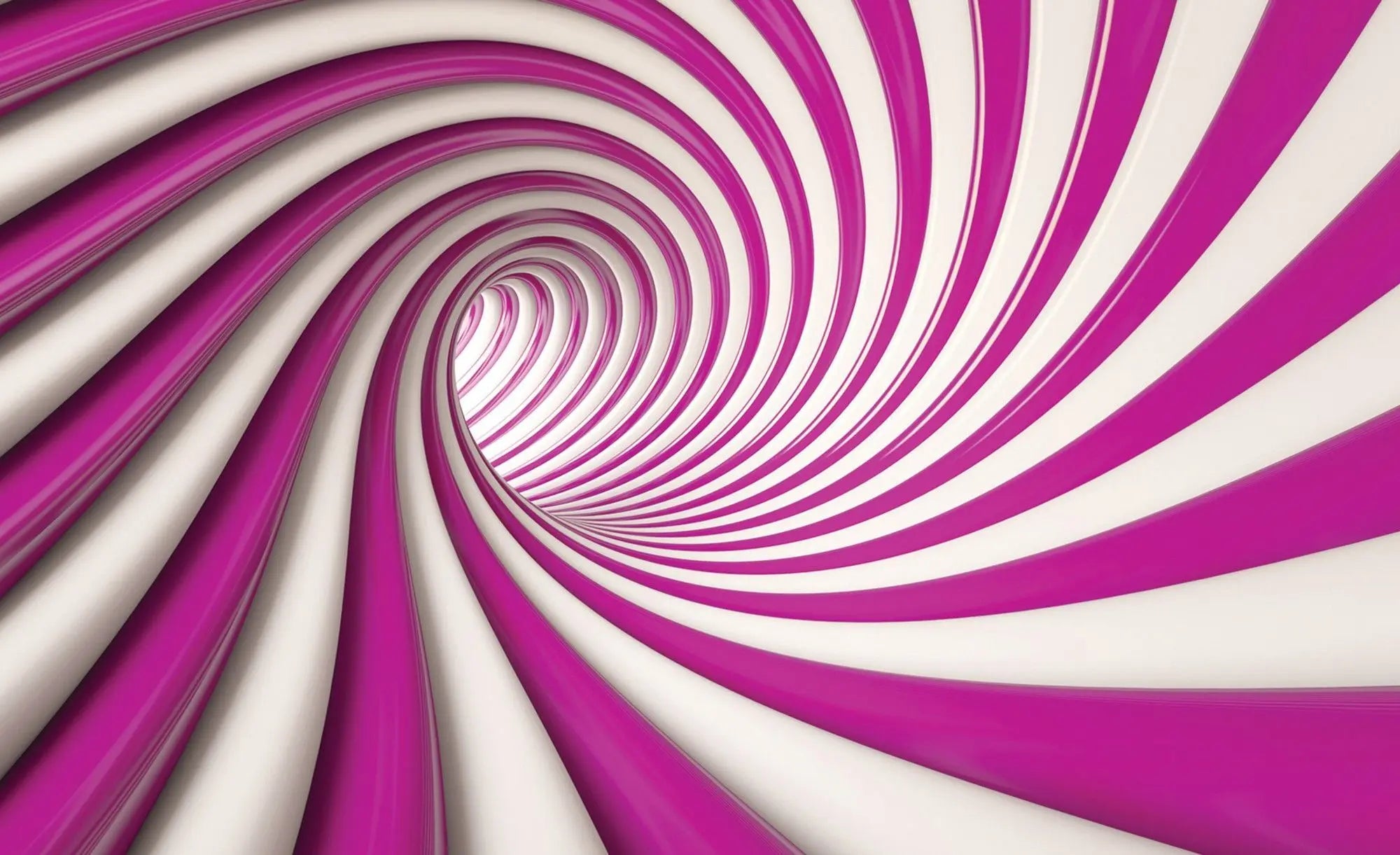 Billede 1 af Fototapet - Lyserød og hvidt spiralformet abstrakt mønster