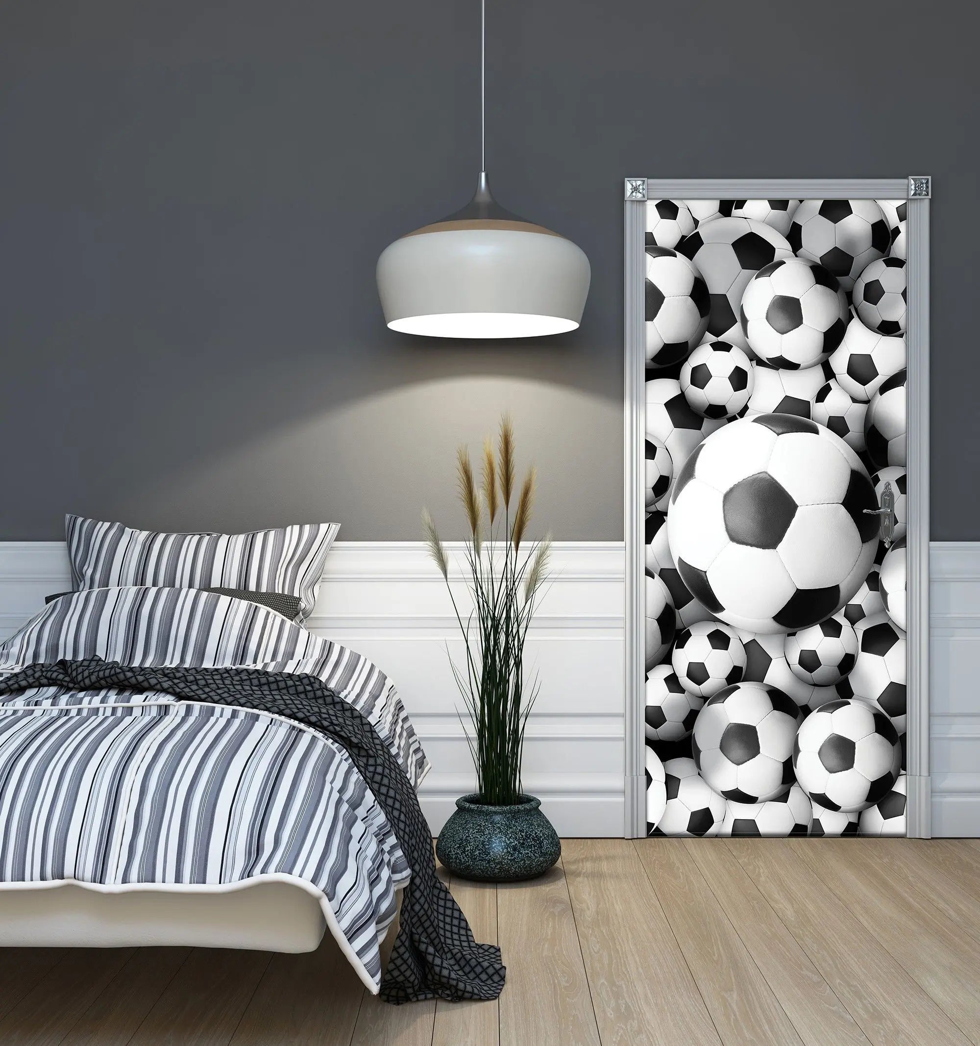 Billede 4 af Fototapet - Mange sorte og hvide fodbolde