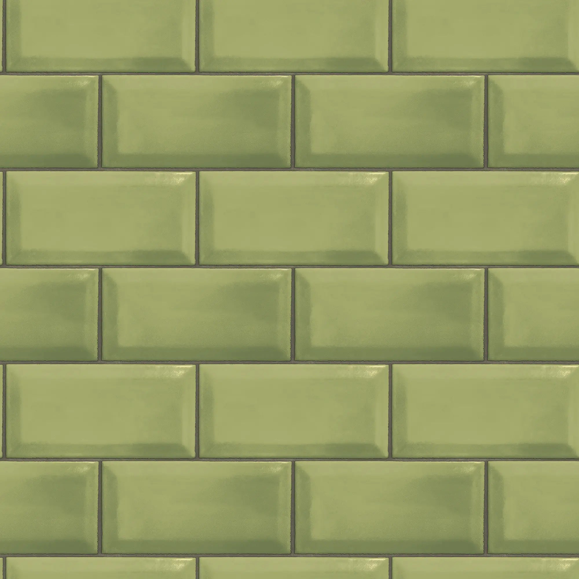 Billede af Metro Tile - Olive tapet med et mønster af olivengrønne fliser.