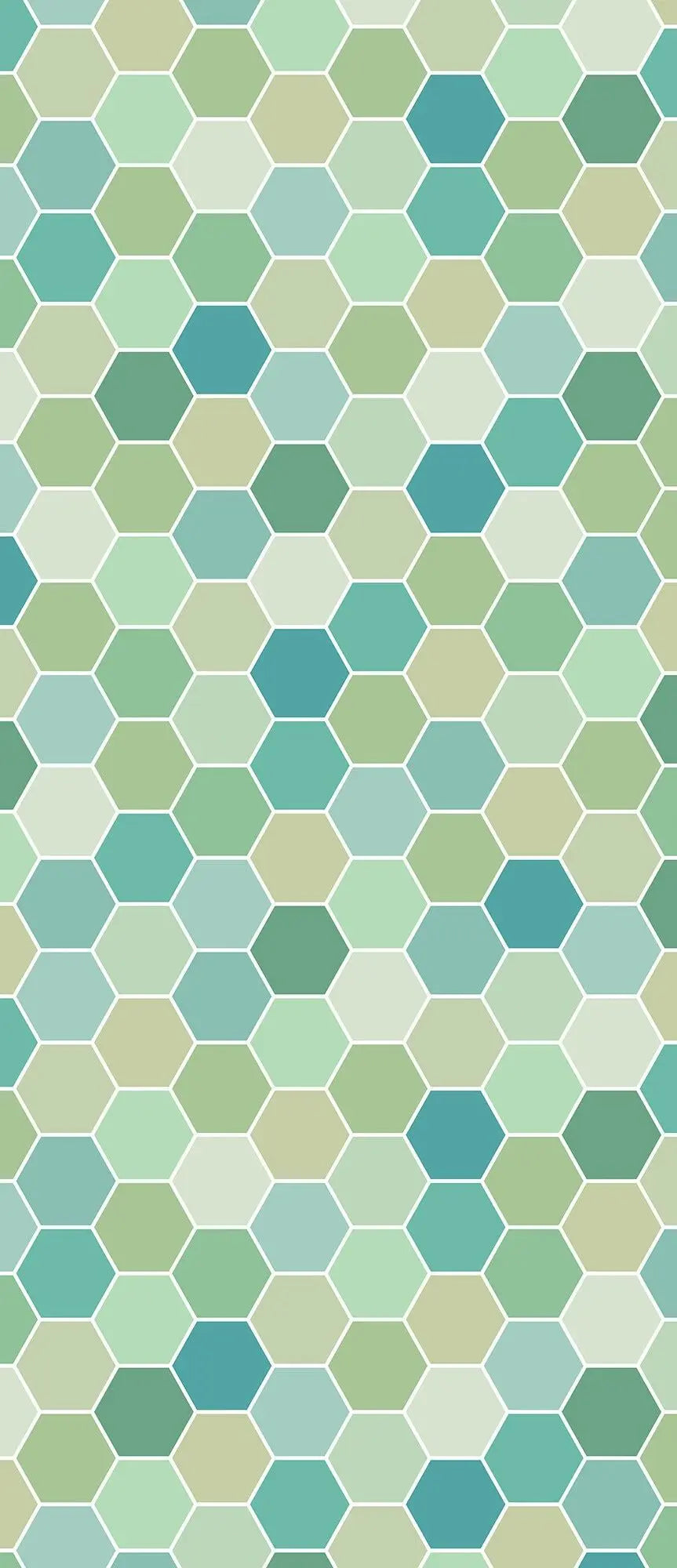 Billede 11 af Fototapet - Mønstret af grønne og blå sekskanter