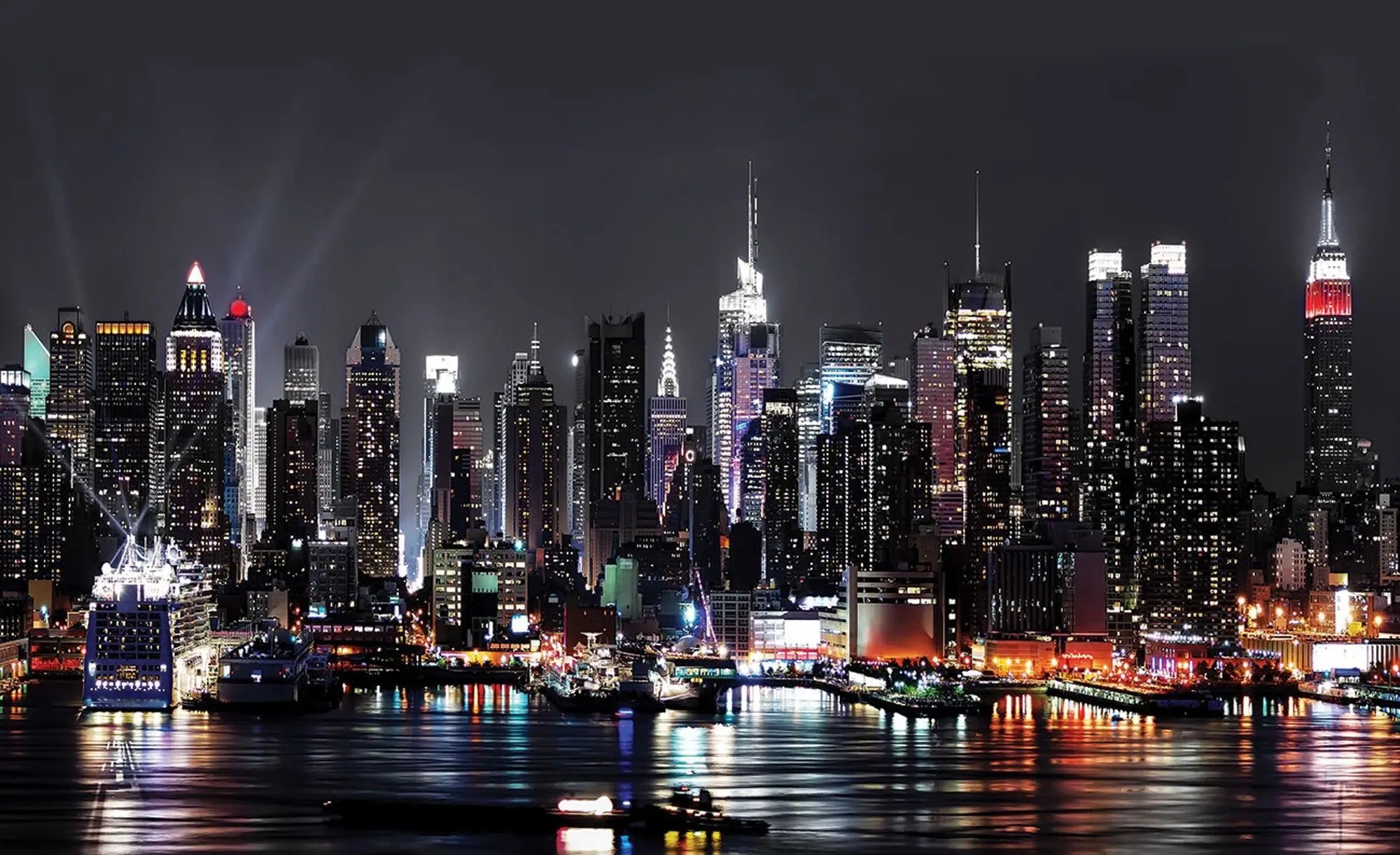 Billede 1 af Fototapet - New York City skyline om natten