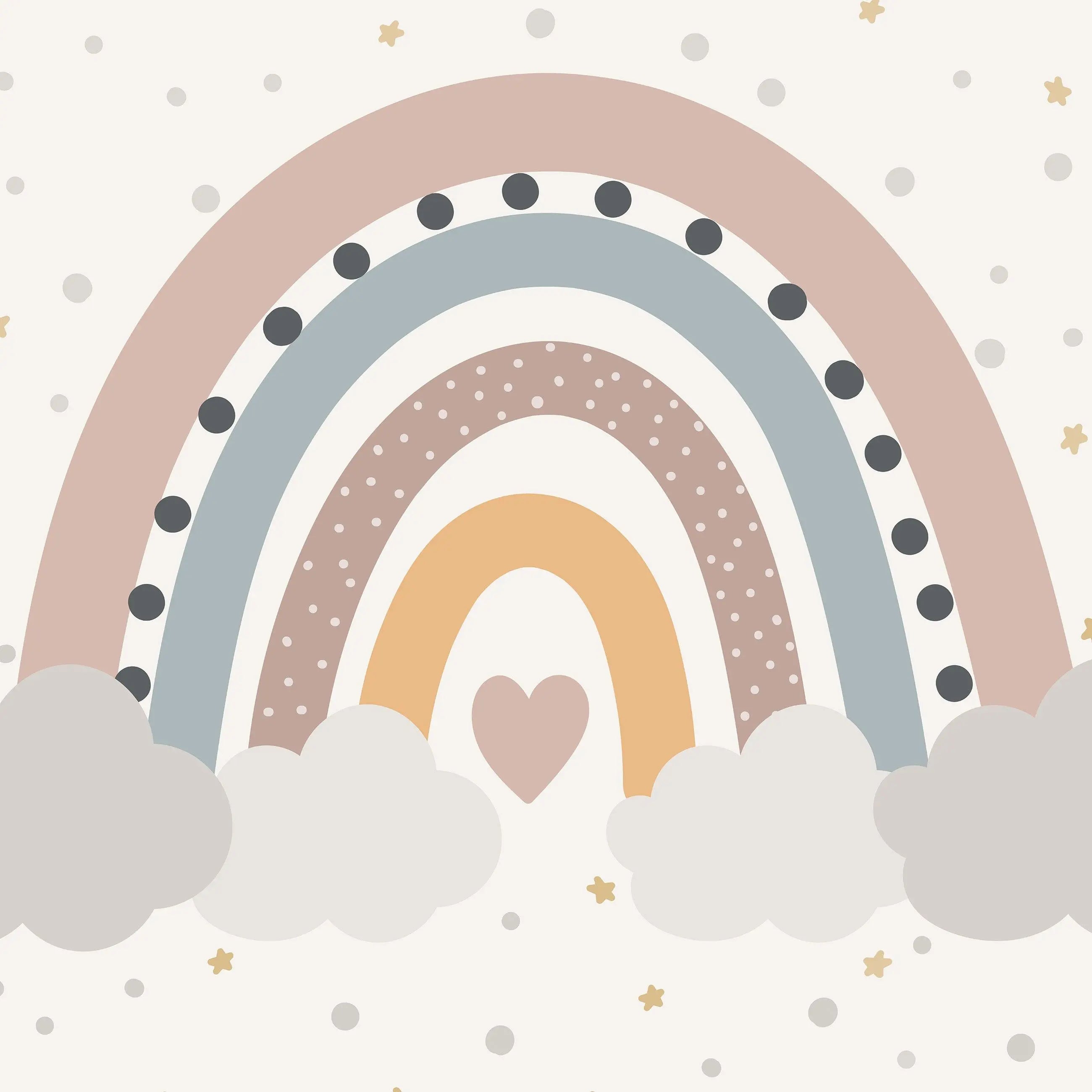 Billede 8 af Fototapet - Pastelfarvet Regnbue med Skyer og Hjerte