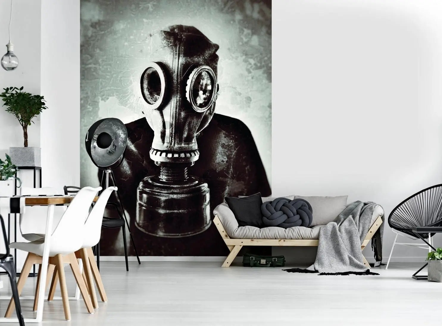 Billede 2 af Fototapet - Person i gasmaske mod slidt baggrund