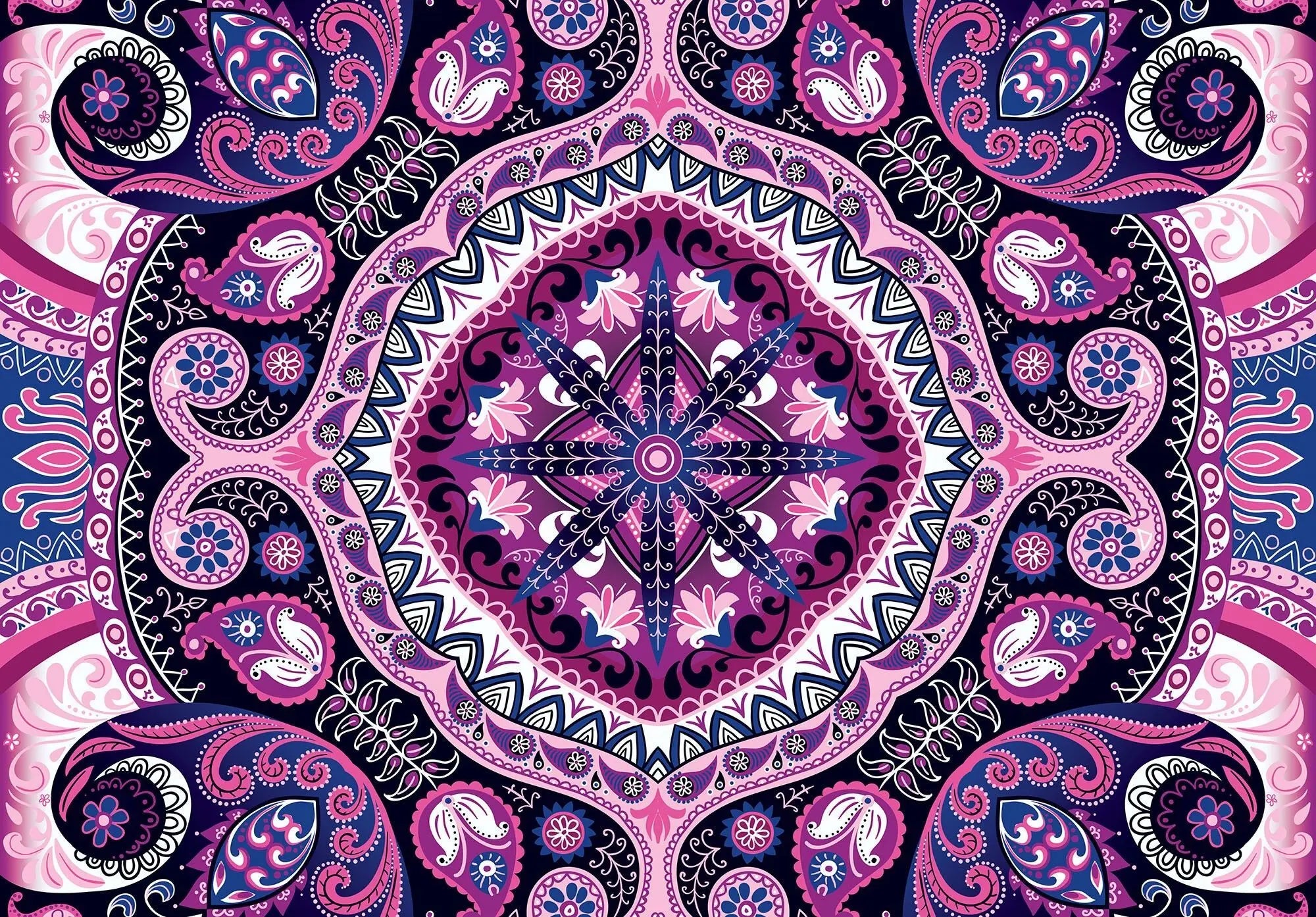 Billede 1 af Fototapet - Pink og lilla mandala mønster