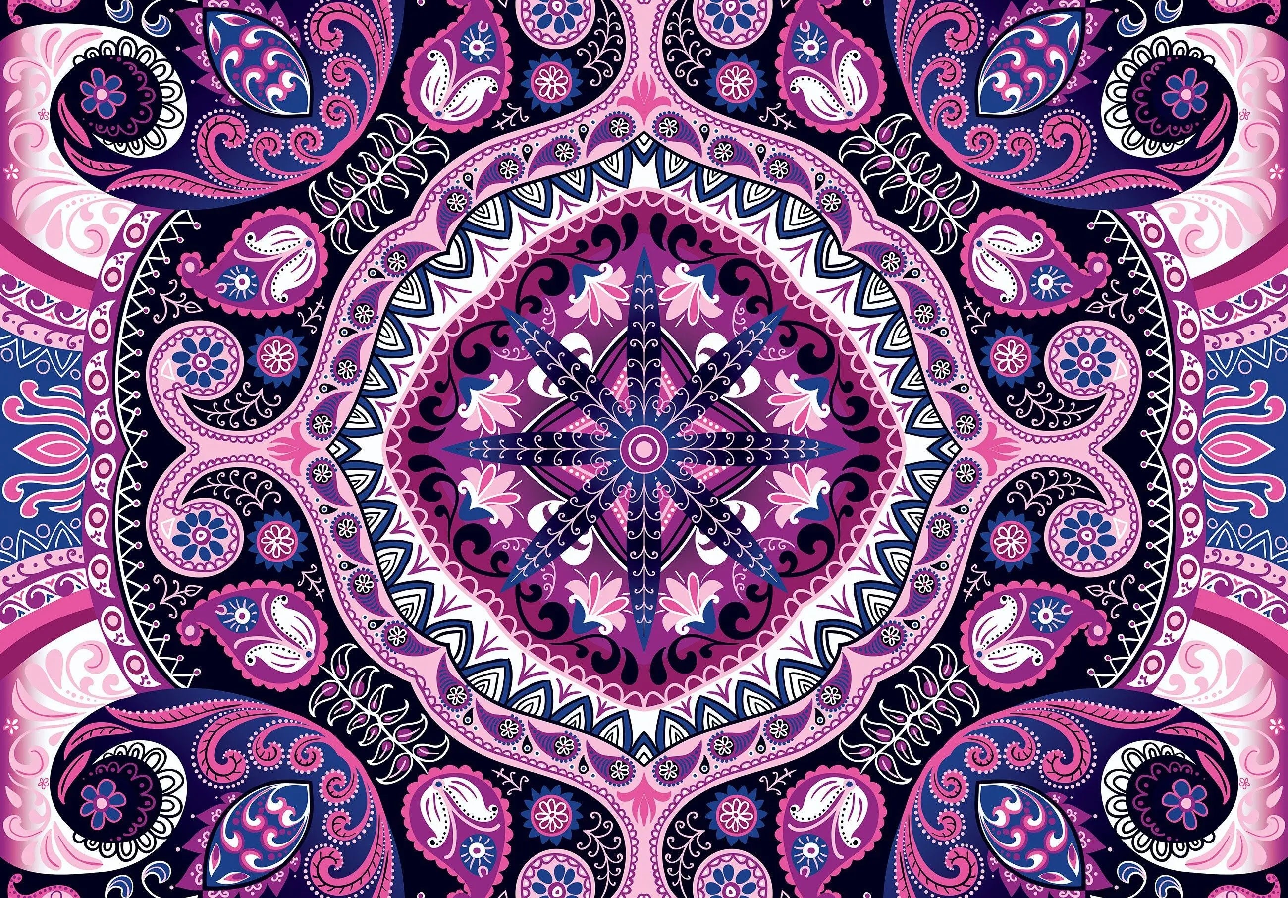 Billede 7 af Fototapet - Pink og lilla mandala mønster