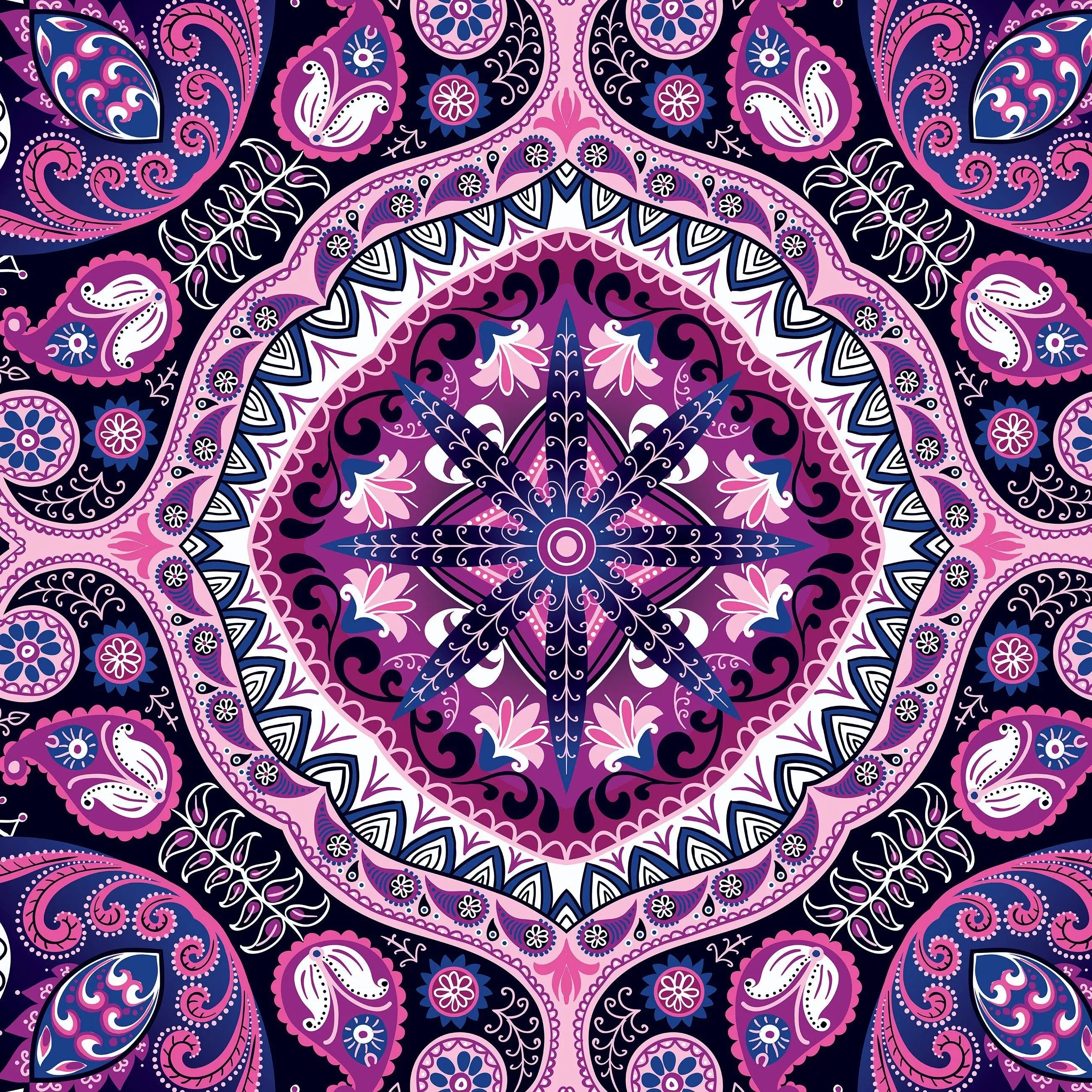 Billede 9 af Fototapet - Pink og lilla mandala mønster