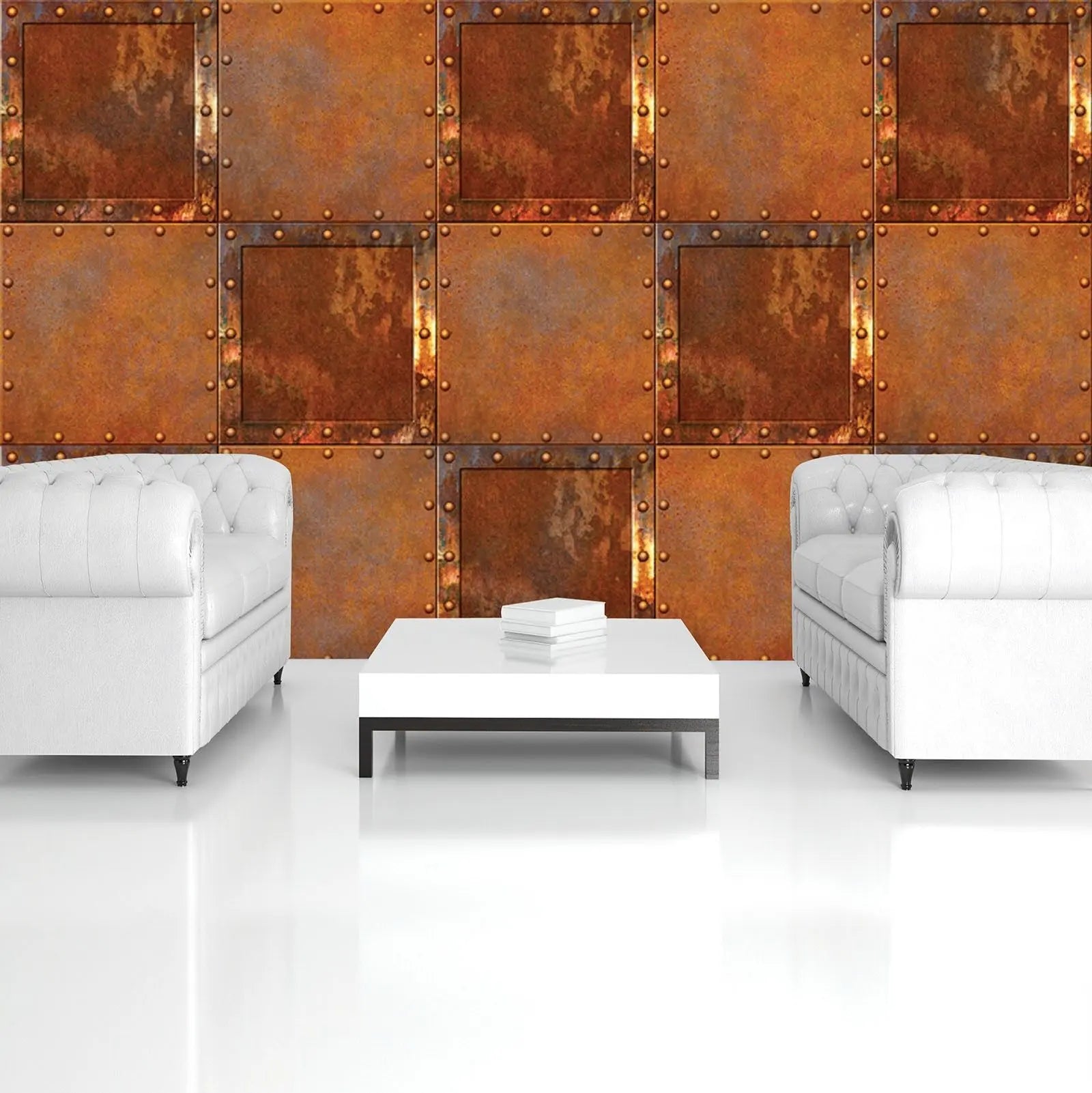 Billede 6 af Fototapet - Rustbrune metalplader med nitter