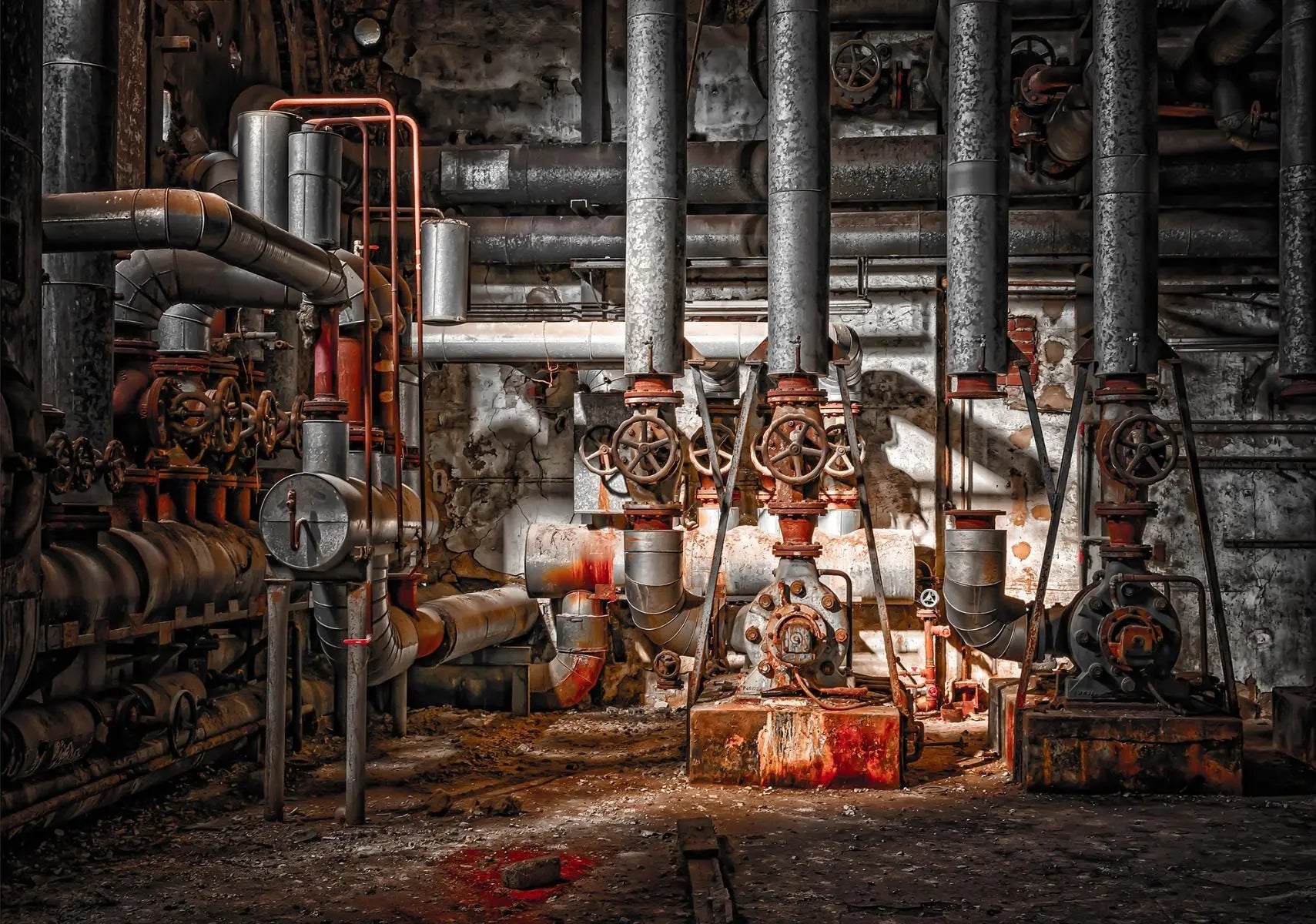 Billede 1 af Fototapet - Rustne industrielle rør og ventiler