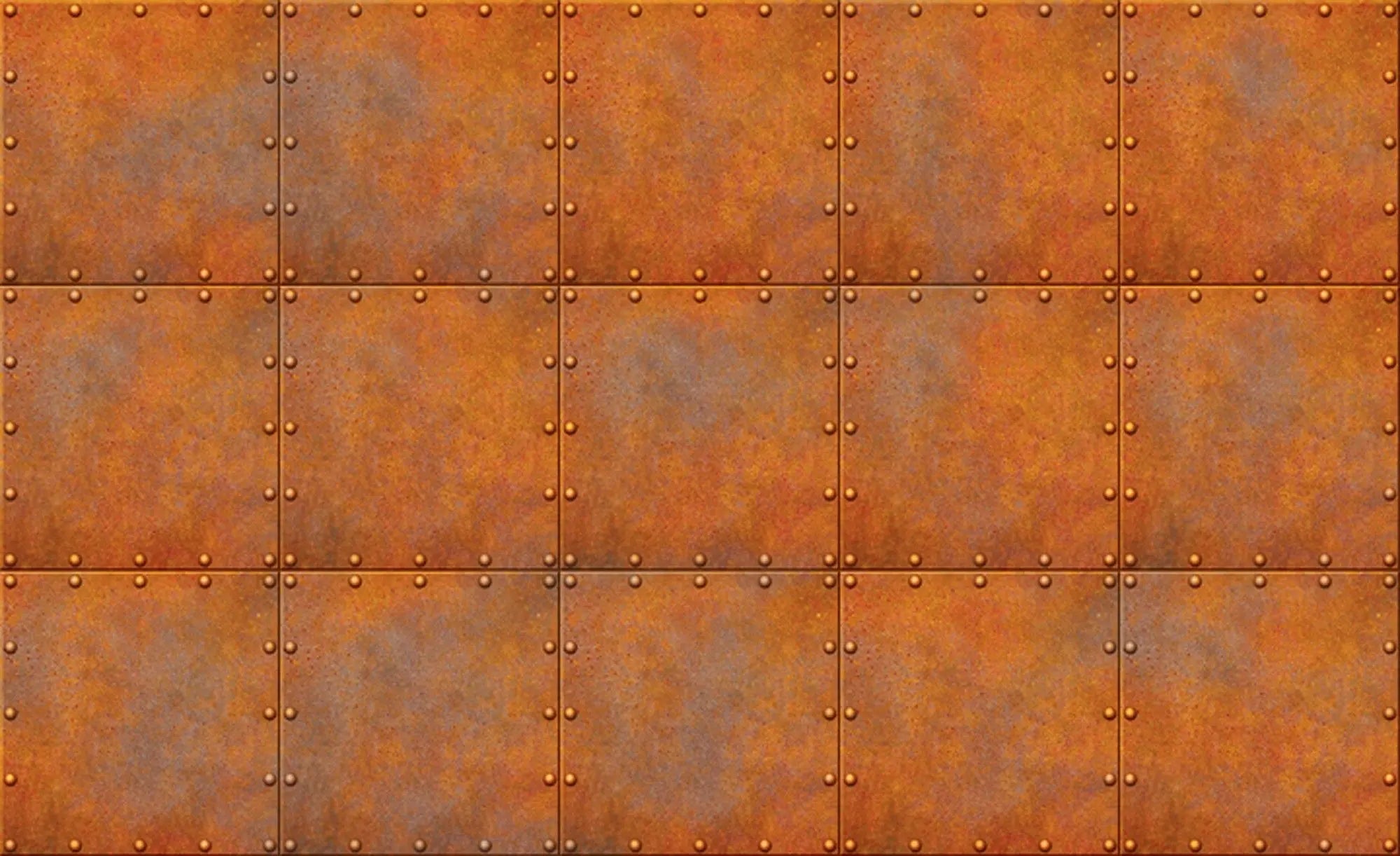 Billede 1 af Fototapet - Rustne metalplader med nitter i rækker og kolonner