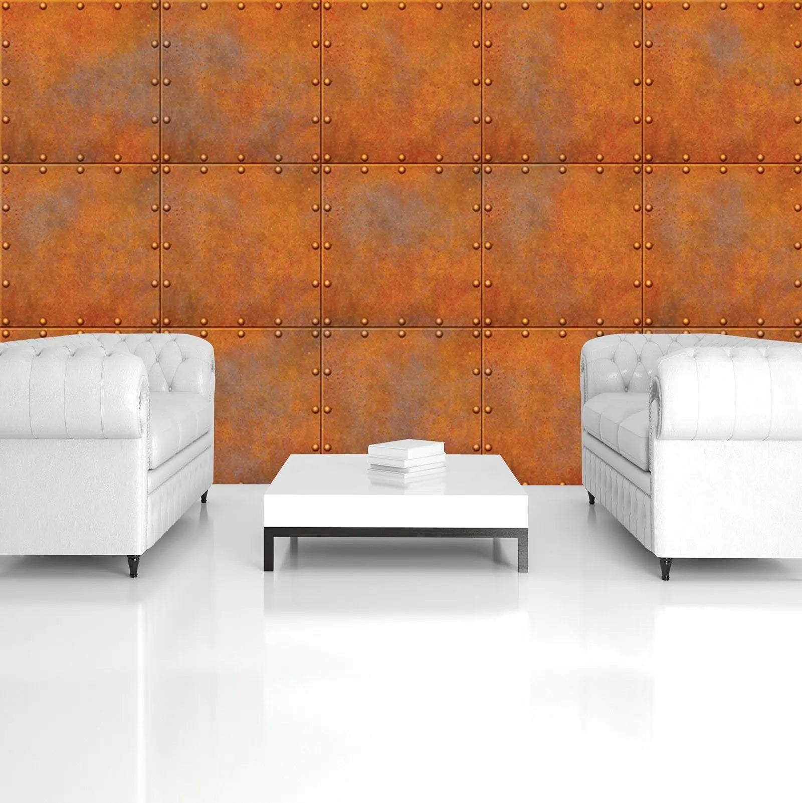 Billede 6 af Fototapet - Rustne metalplader med nitter i rækker og kolonner