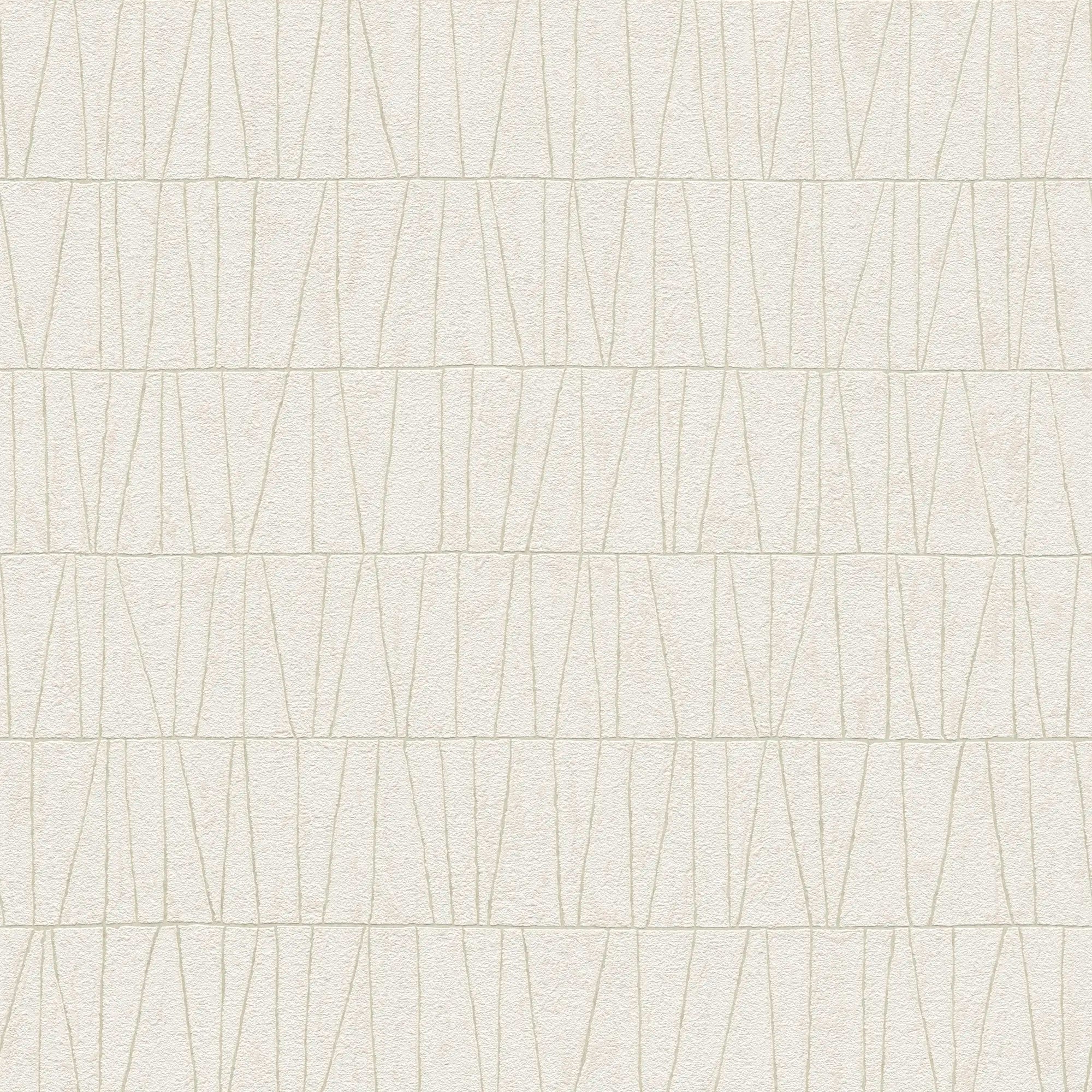 Nærbillede af Serene Path - Ivory tapet med geometriske mønstre.