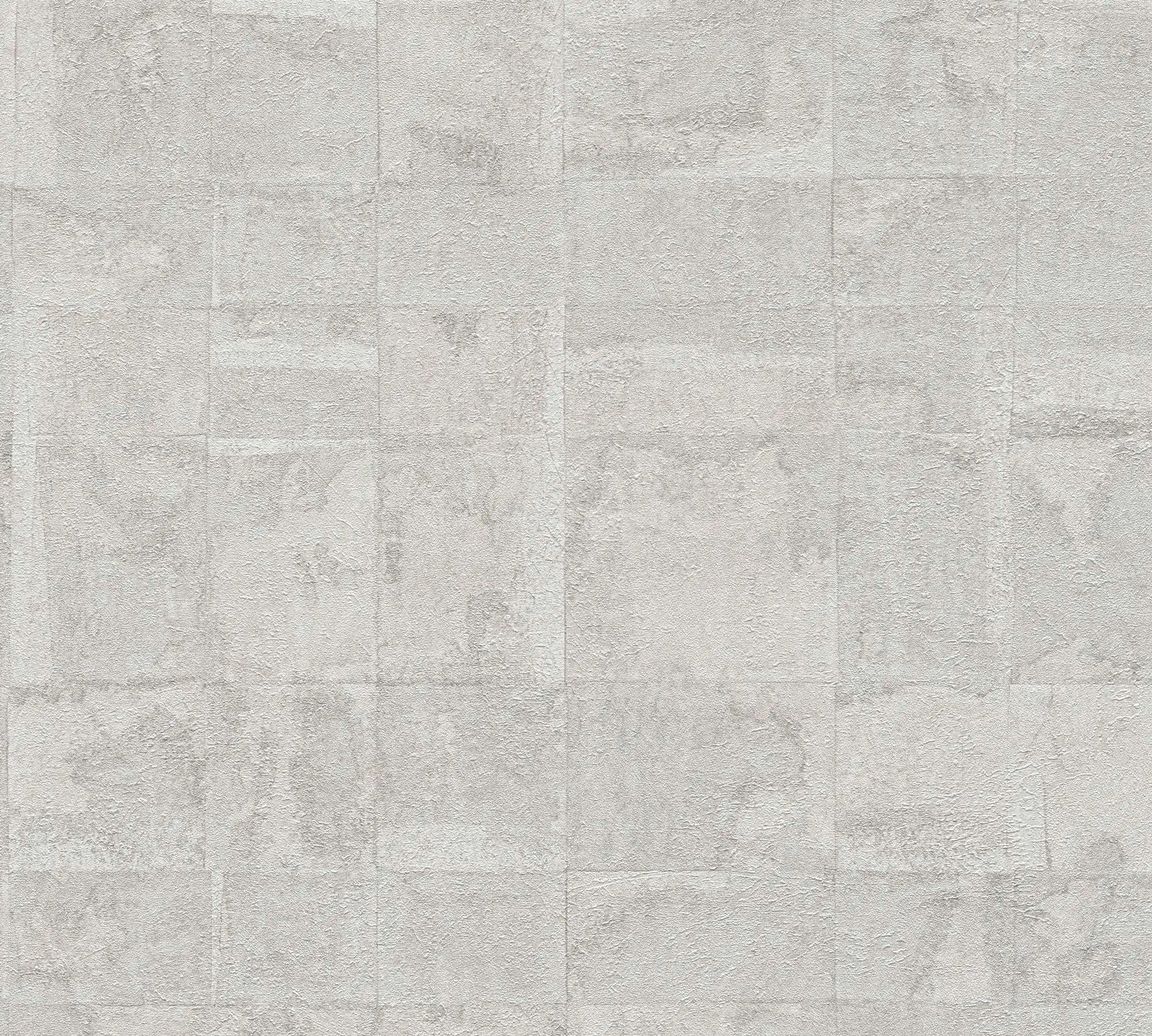 Nærbillede af Sisty Tiles - Cloud tapet, der viser en subtil og tekstureret overflade med lys grå nuancer.
