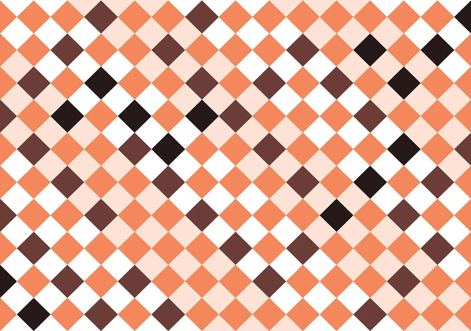 Billede 1 af Fototapet - Skakternet mønster i orange-brune nuancer