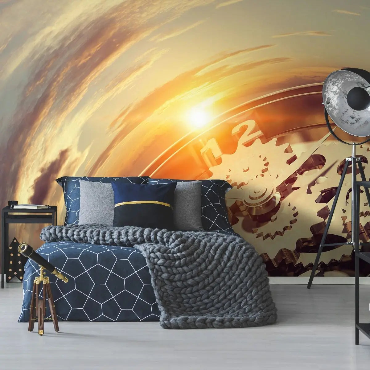 Billede 5 af Fototapet - Solopgang over klokkemekanik