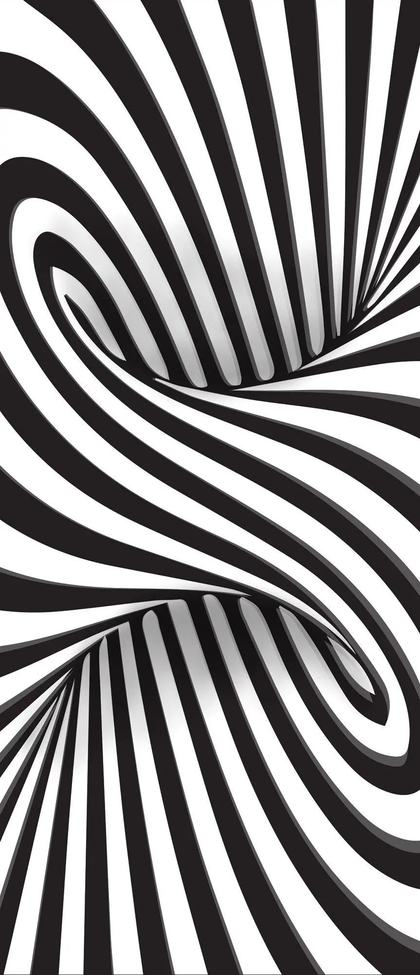 Billede 10 af Fototapet - Sort-hvide bølgede linjer i spiralform