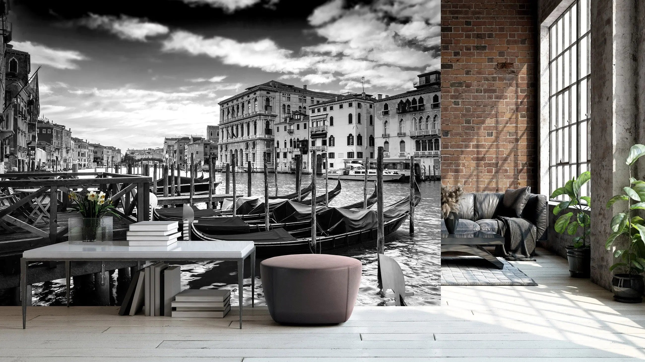 Billede 5 af Fototapet - Sort-hvide gondoler ved Canal Grande i Venedig, Italien