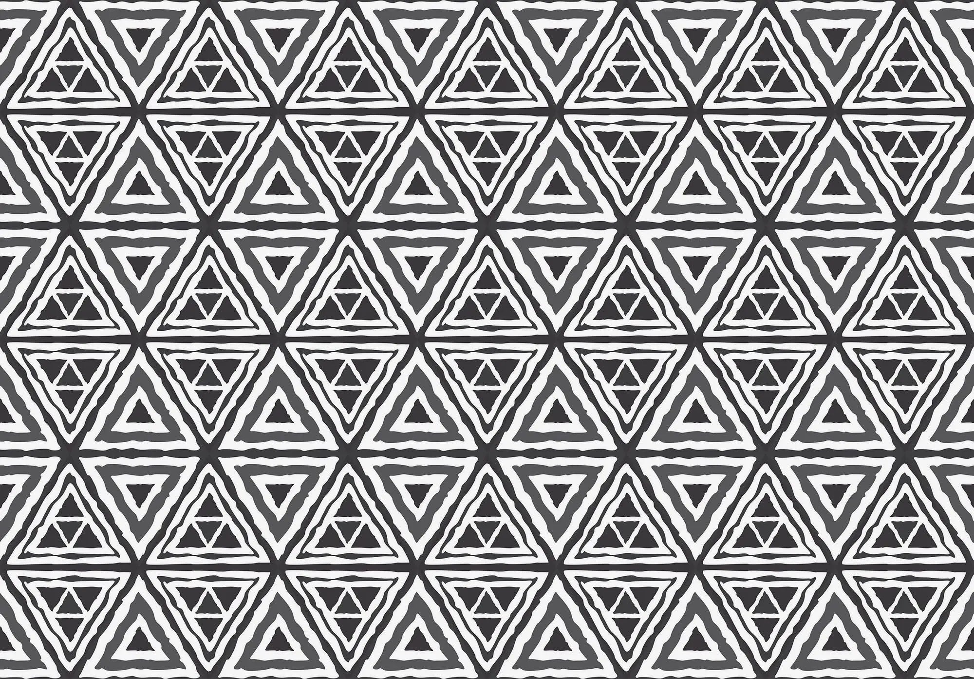 Billede 1 af Fototapet - Sort-hvidt geometrisk mønster af sammenvævede trekanter