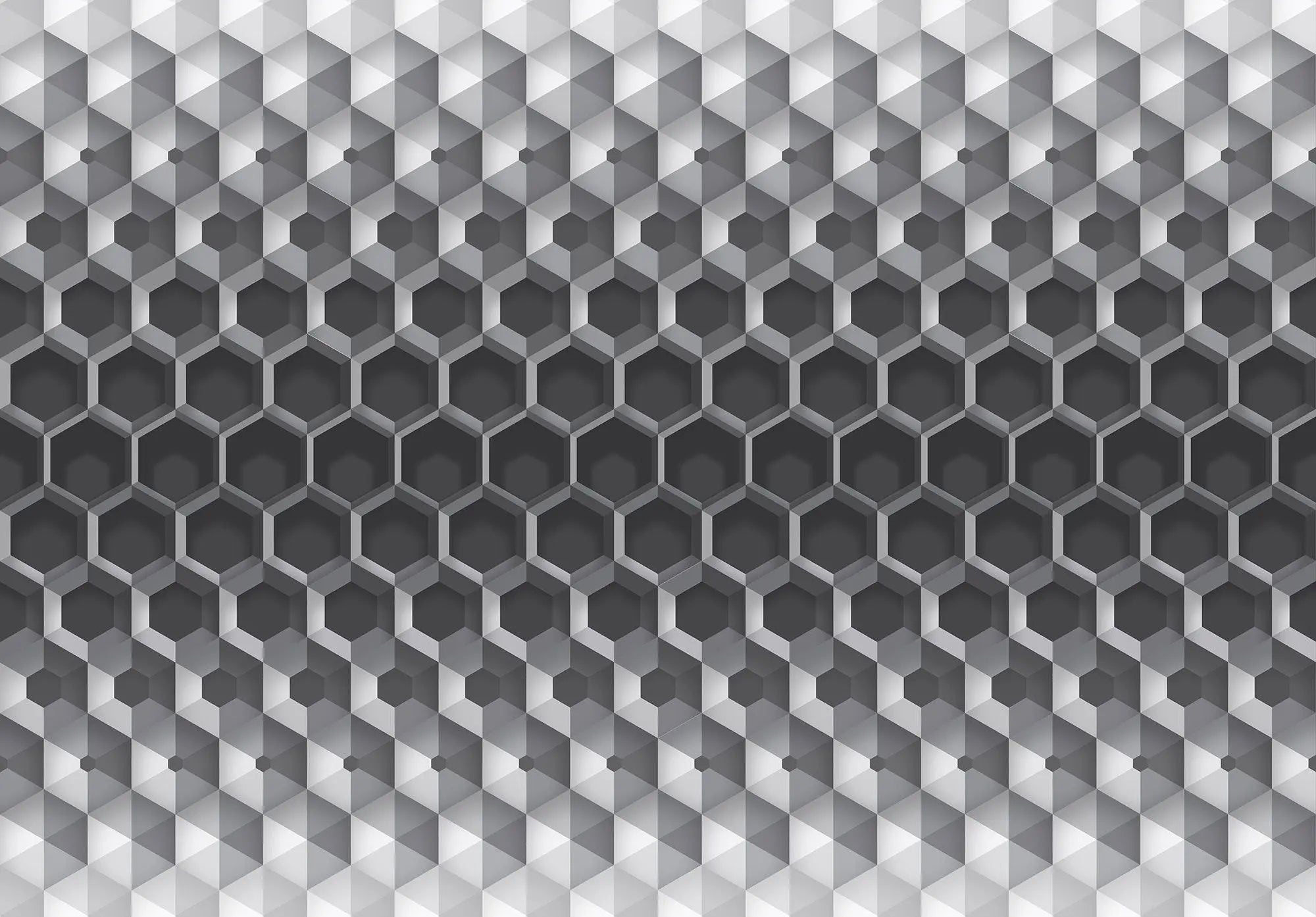 Billede 1 af Fototapet - Sort-hvidt geometrisk mønster med sekskantet design