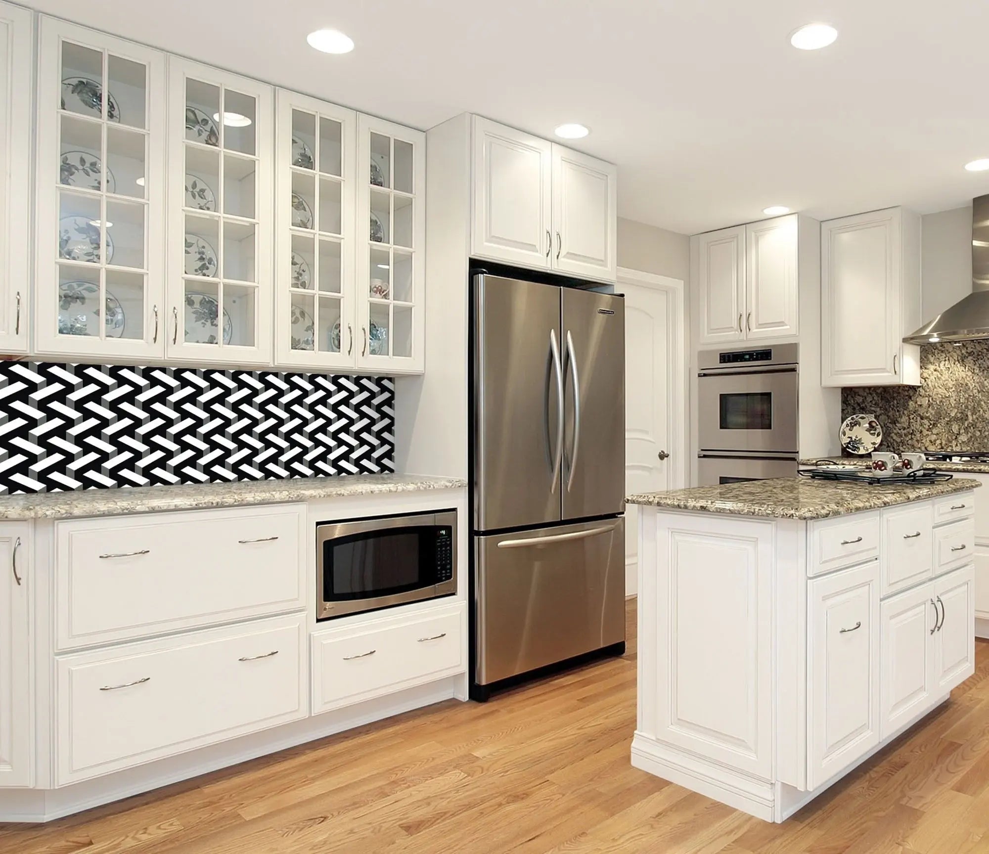 Billede 10 af Fototapet - Sort og hvidt geometrisk zigzag-mønster