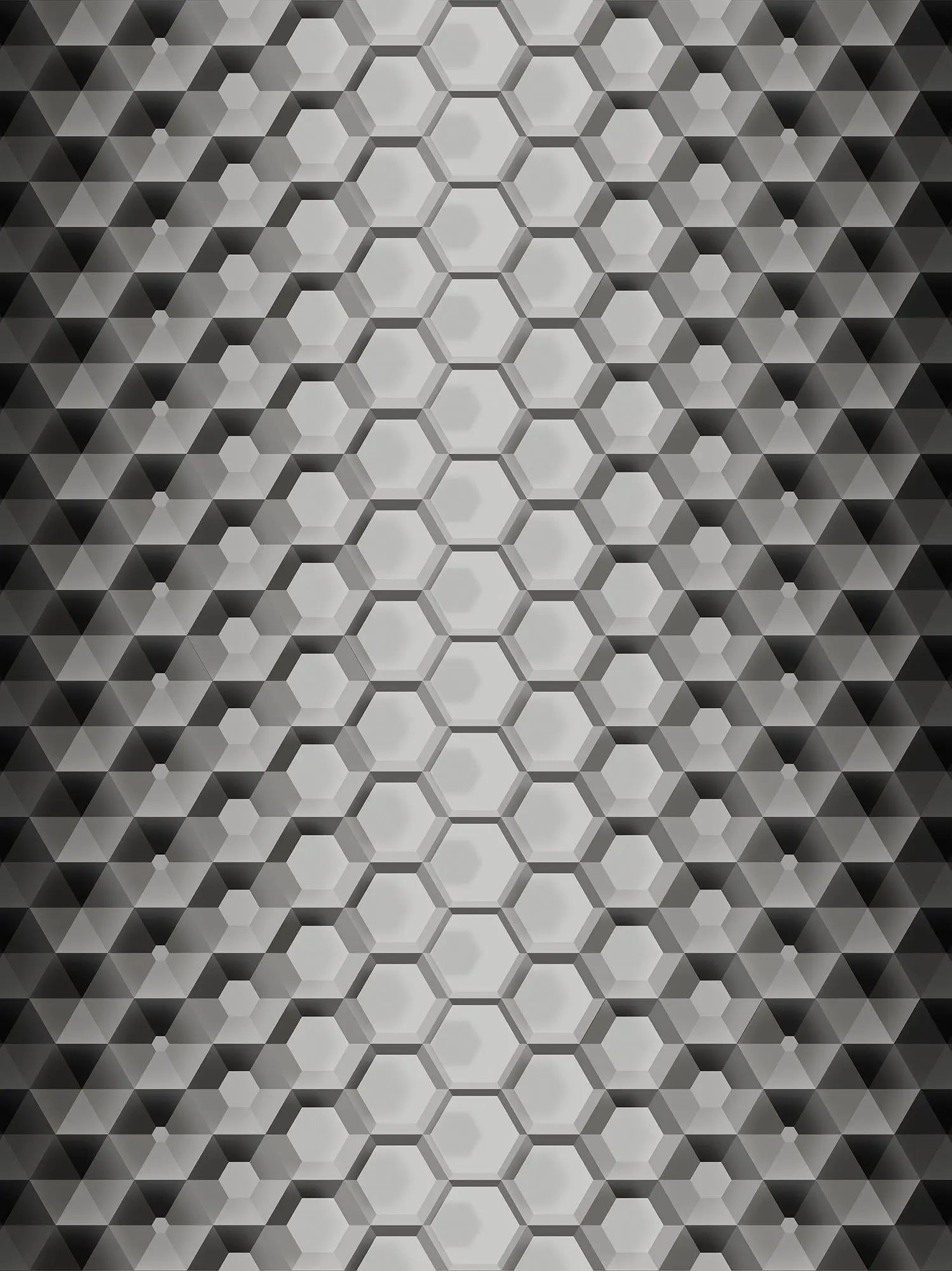 Billede 15 af Fototapet - Sort og hvidt hexagonalt 3D-mønster