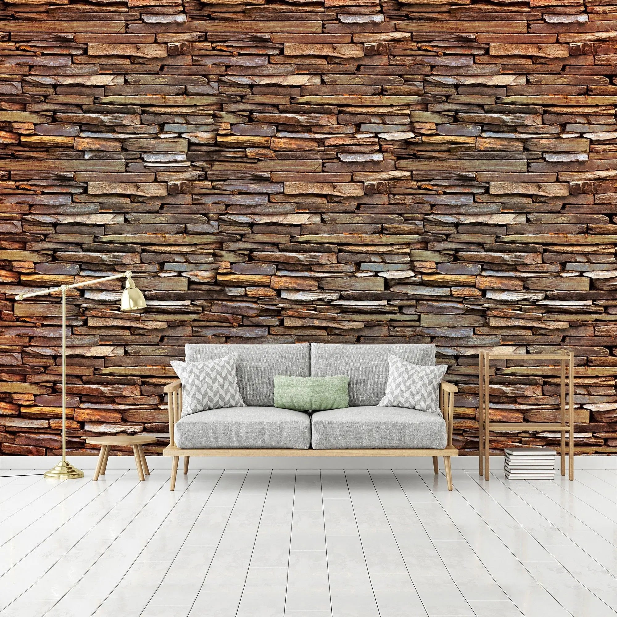 Billede 3 af Fototapet - Stablet naturstensvæg