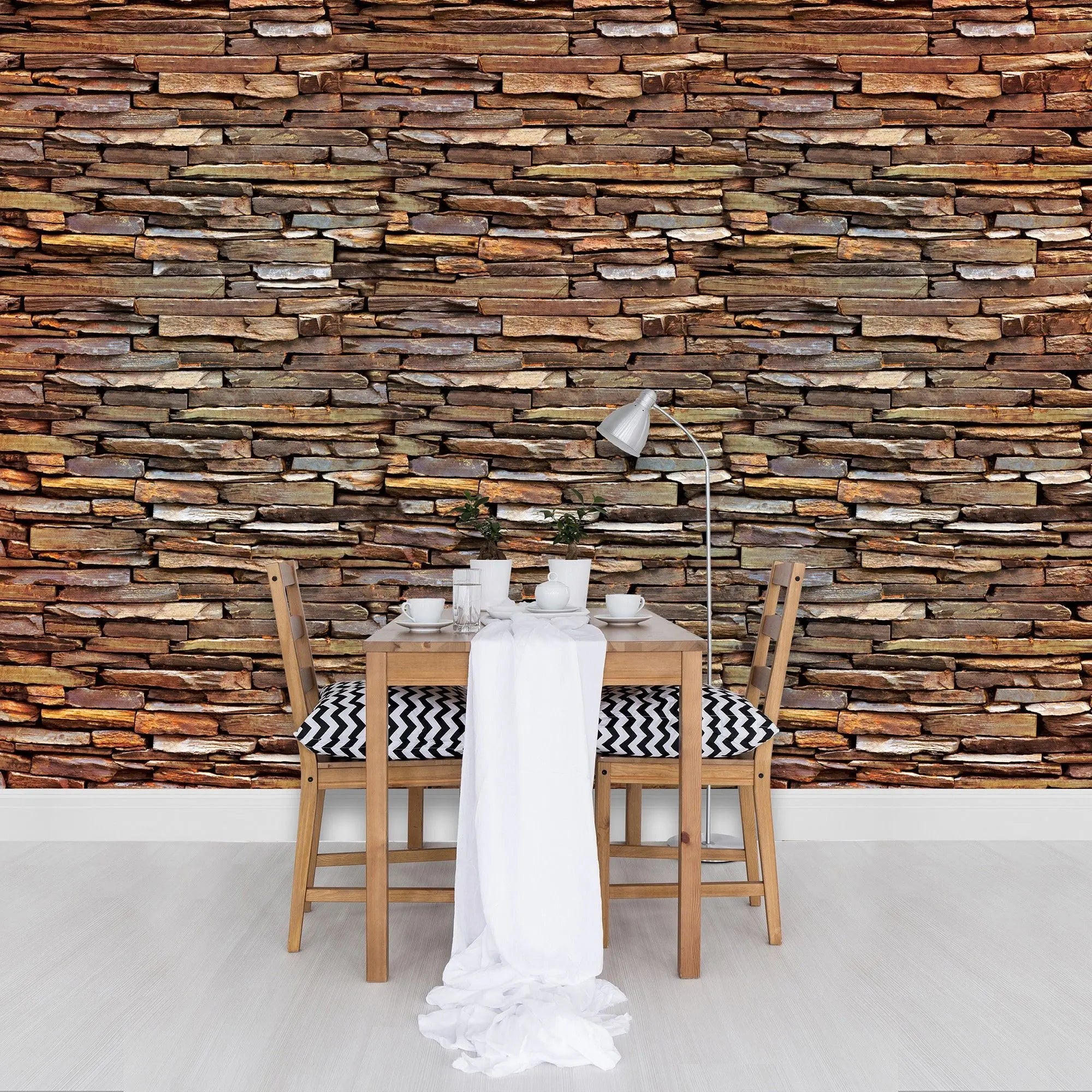 Billede 5 af Fototapet - Stablet naturstensvæg