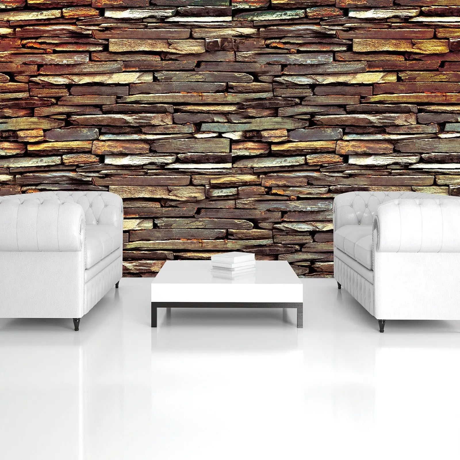 Billede 6 af Fototapet - Stablet naturstensvæg