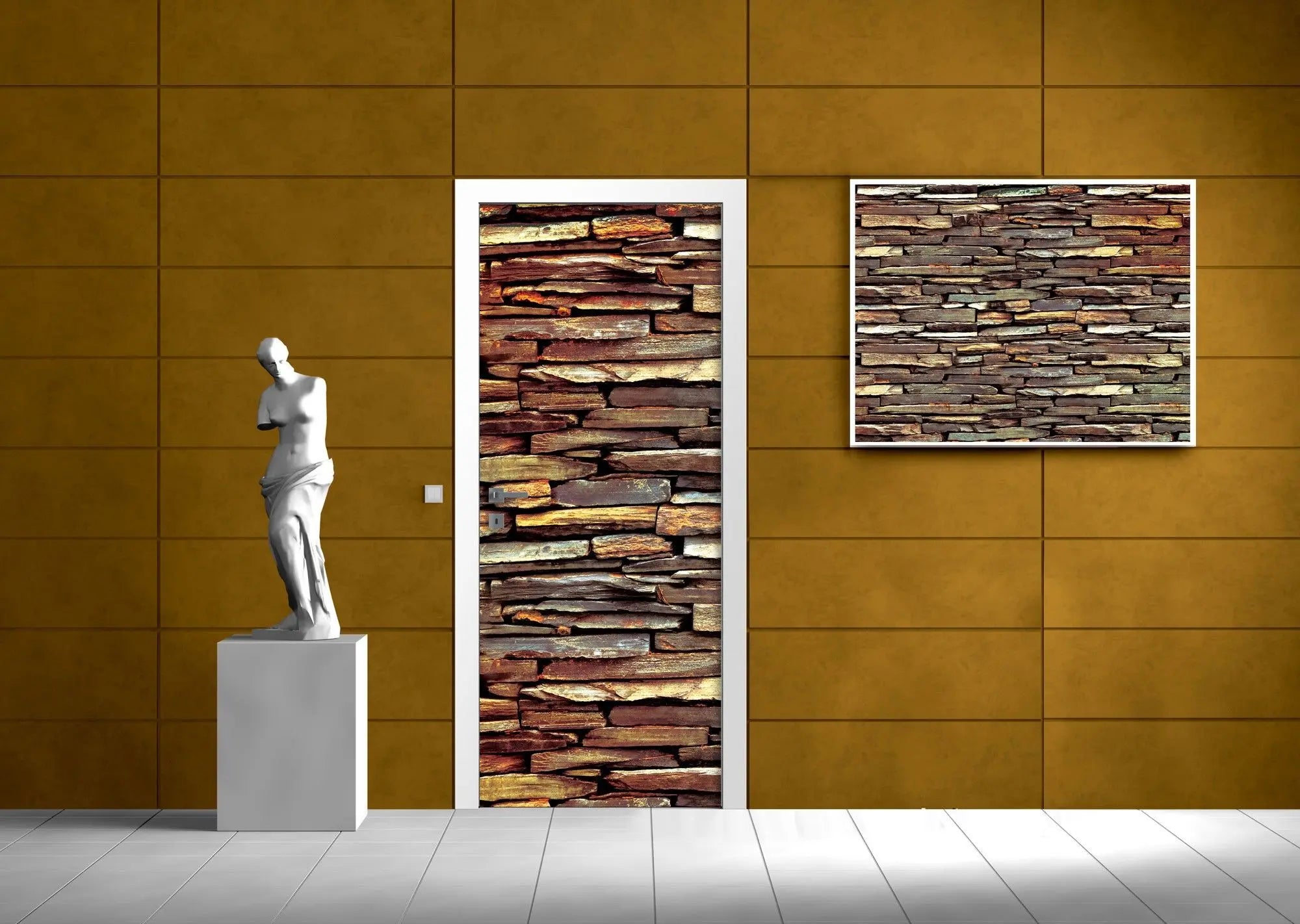 Billede 7 af Fototapet - Stablet naturstensvæg