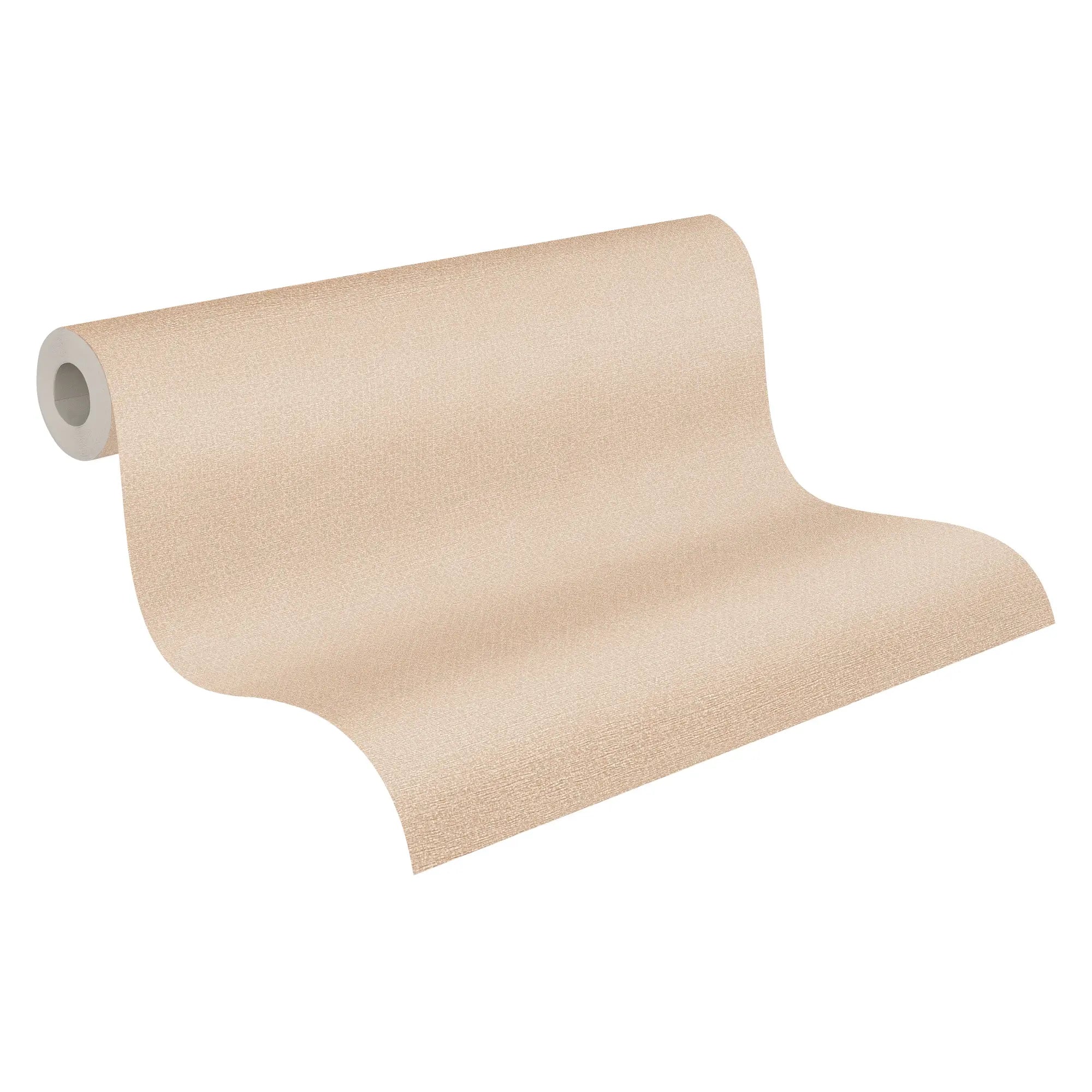 Visning af en udrullet Subtle Texture - Cream Sand tapetrulle, der viser den fine strukturerede cremefarve.