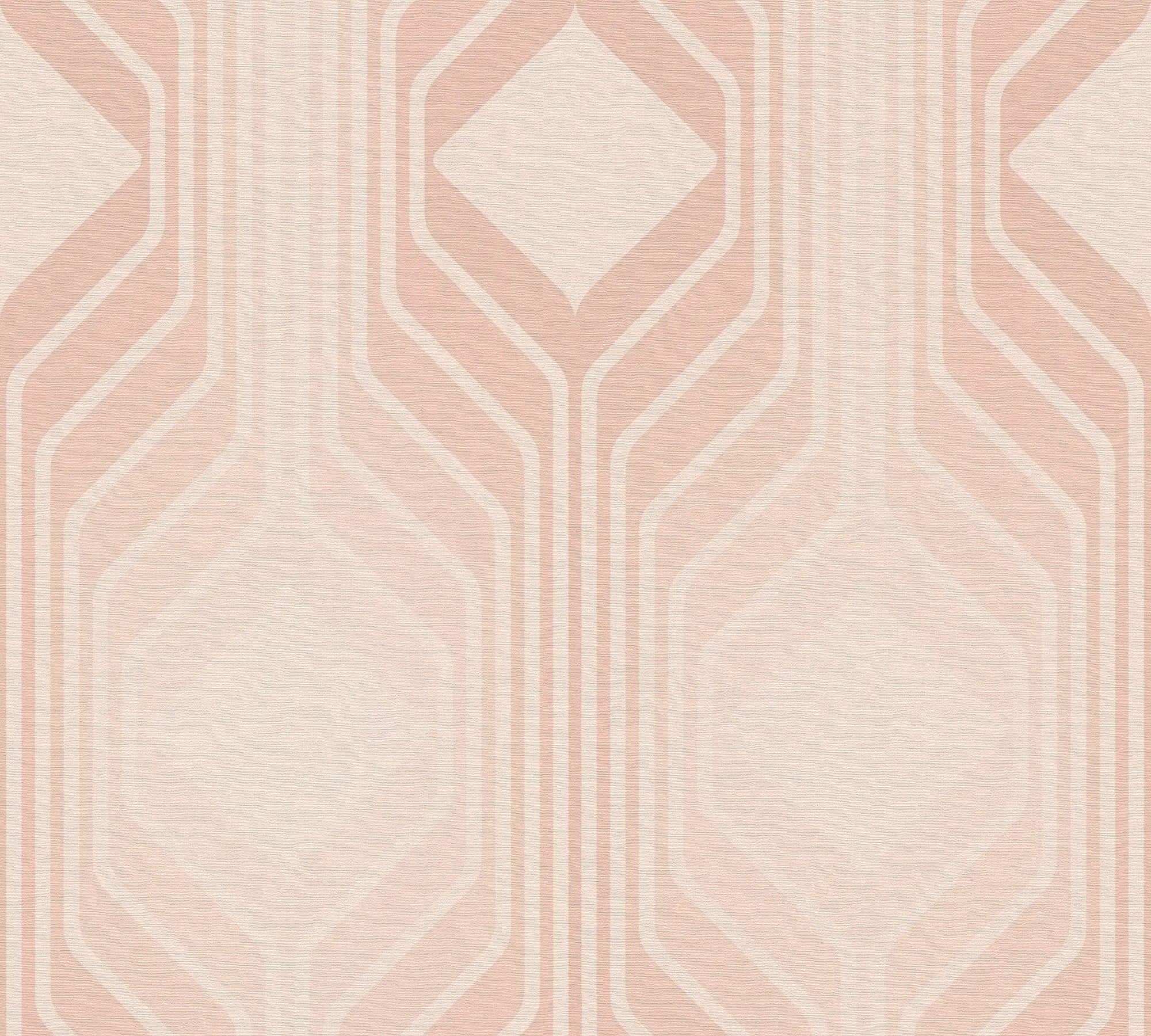 Sylvia - Pearl Mist tapet med geometrisk mønster i beige toner.