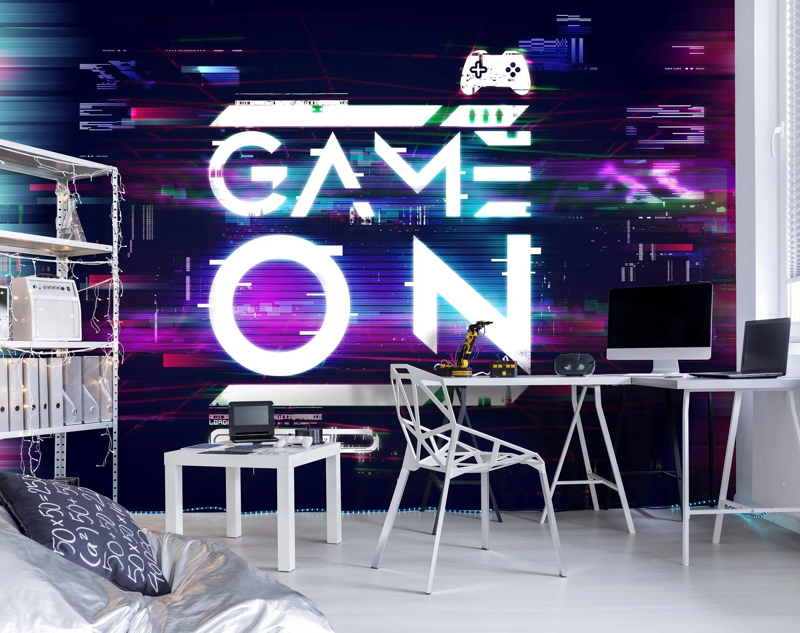 Billede 5 af Fototapet - Tekst Game On med Glitch-effekt