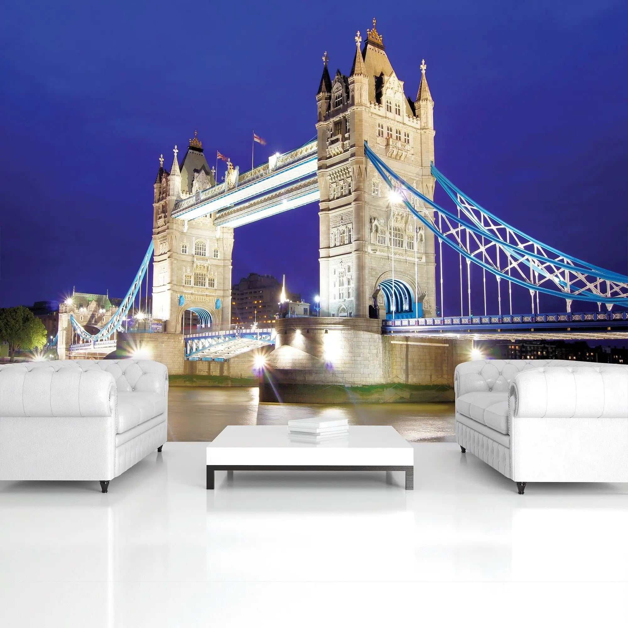 Billede 3 af Fototapet - Tower Bridge London om natten