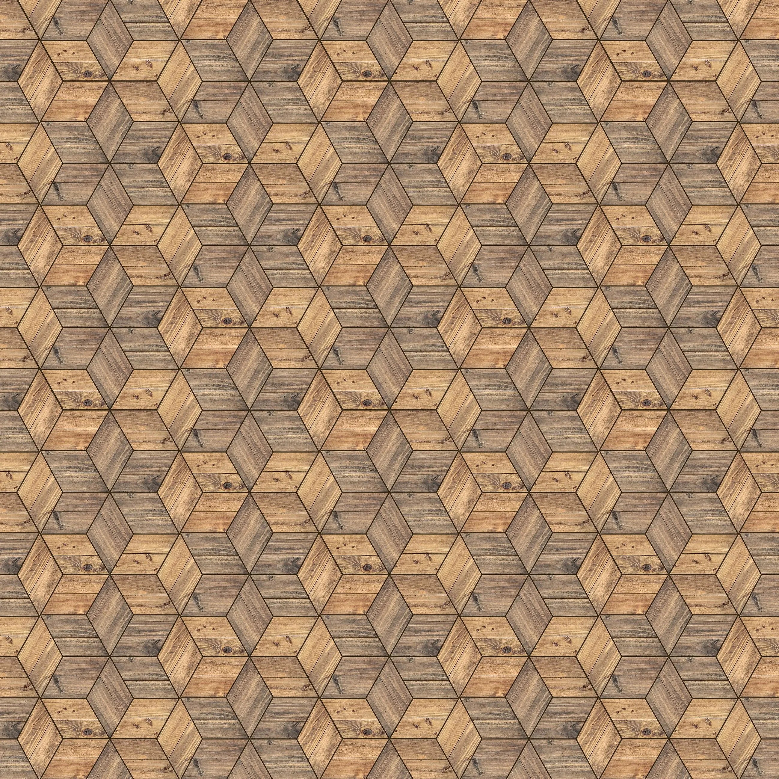 Billede 8 af Fototapet - Træfinér i tredimensionelt kube-mønster