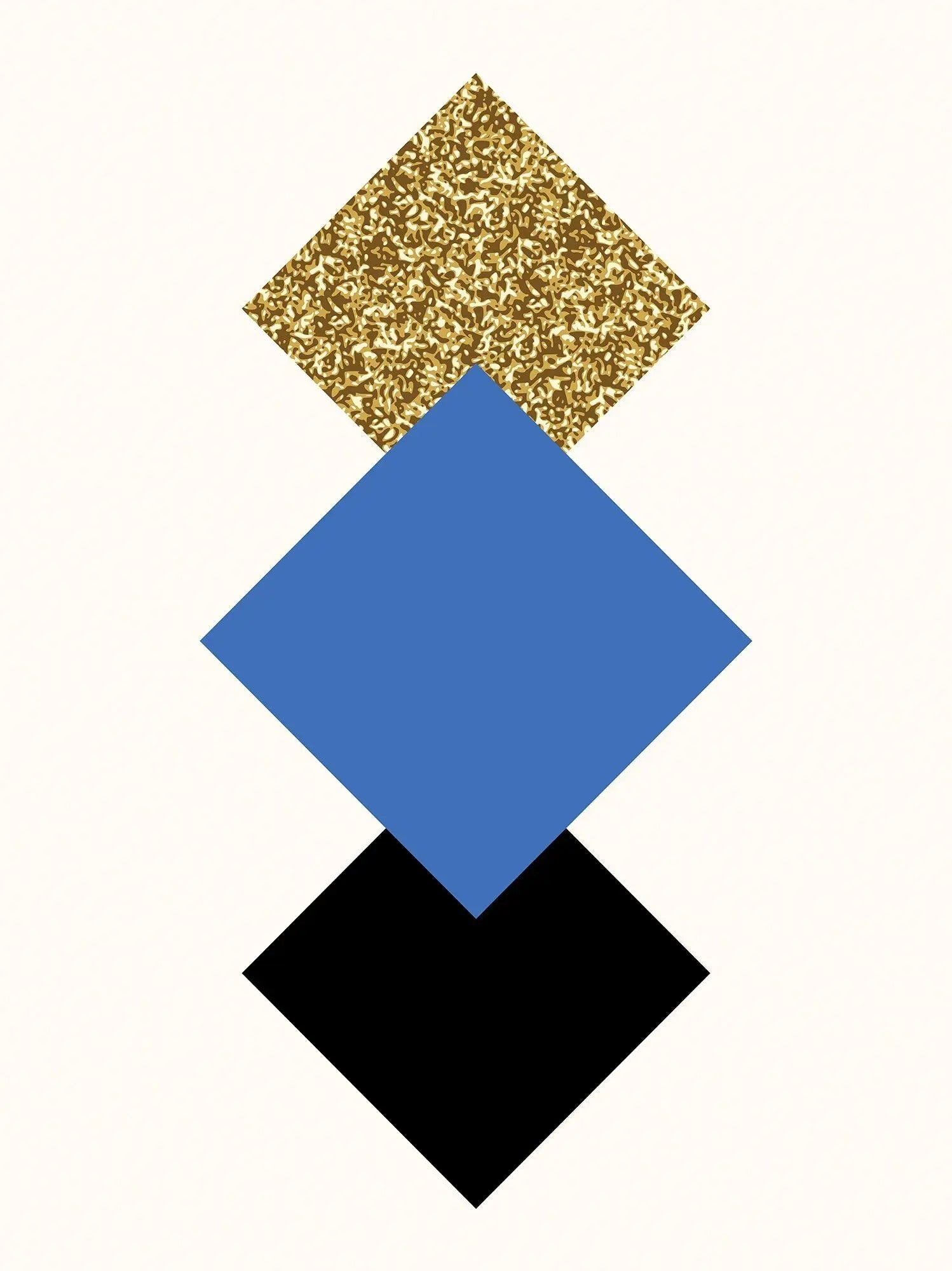 Billede 1 af Fototapet - Tre overlappende rhomber i guld, blå og sort